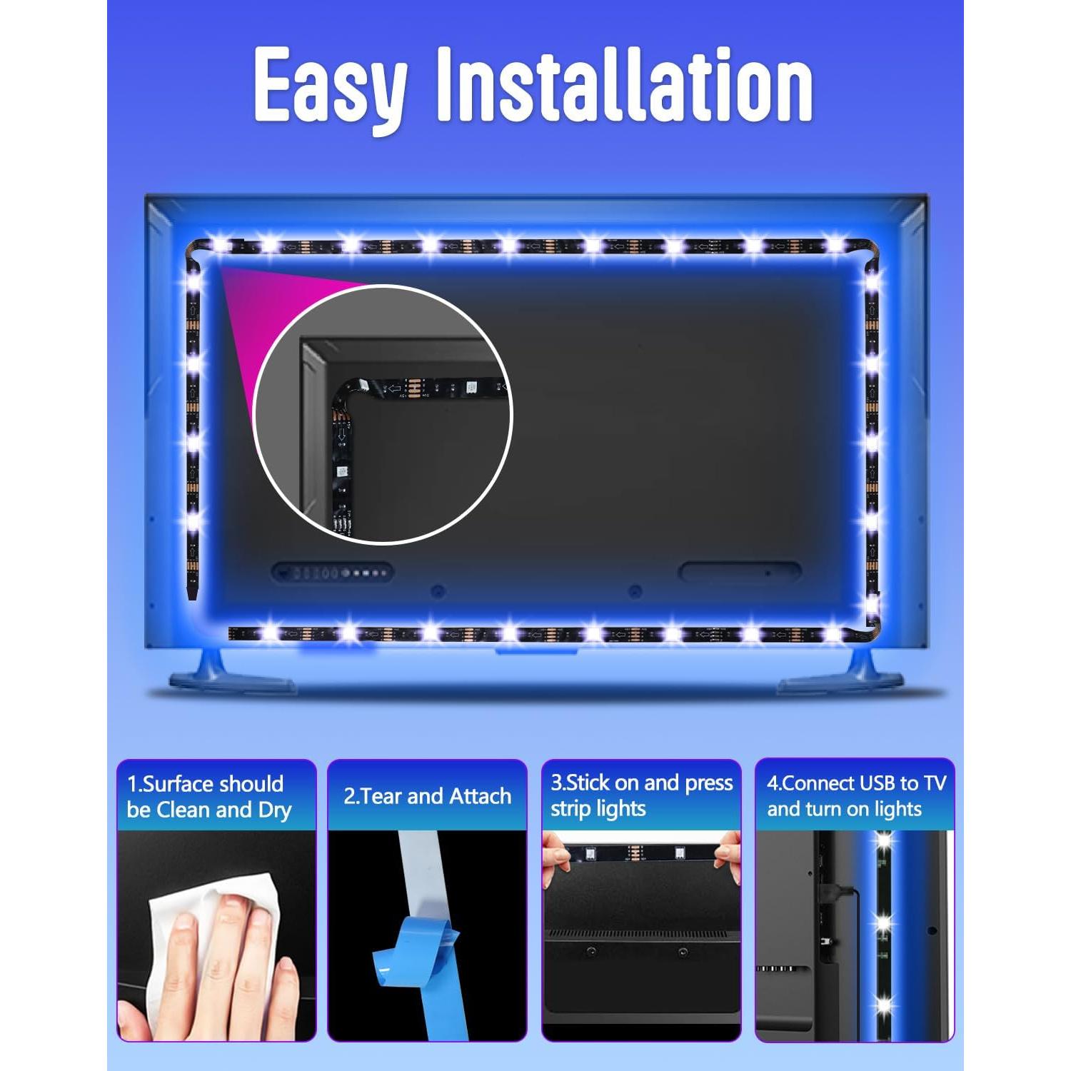 Cinta LED RGB Daymeet 9.8ft para TV 32-60" con Control Remoto