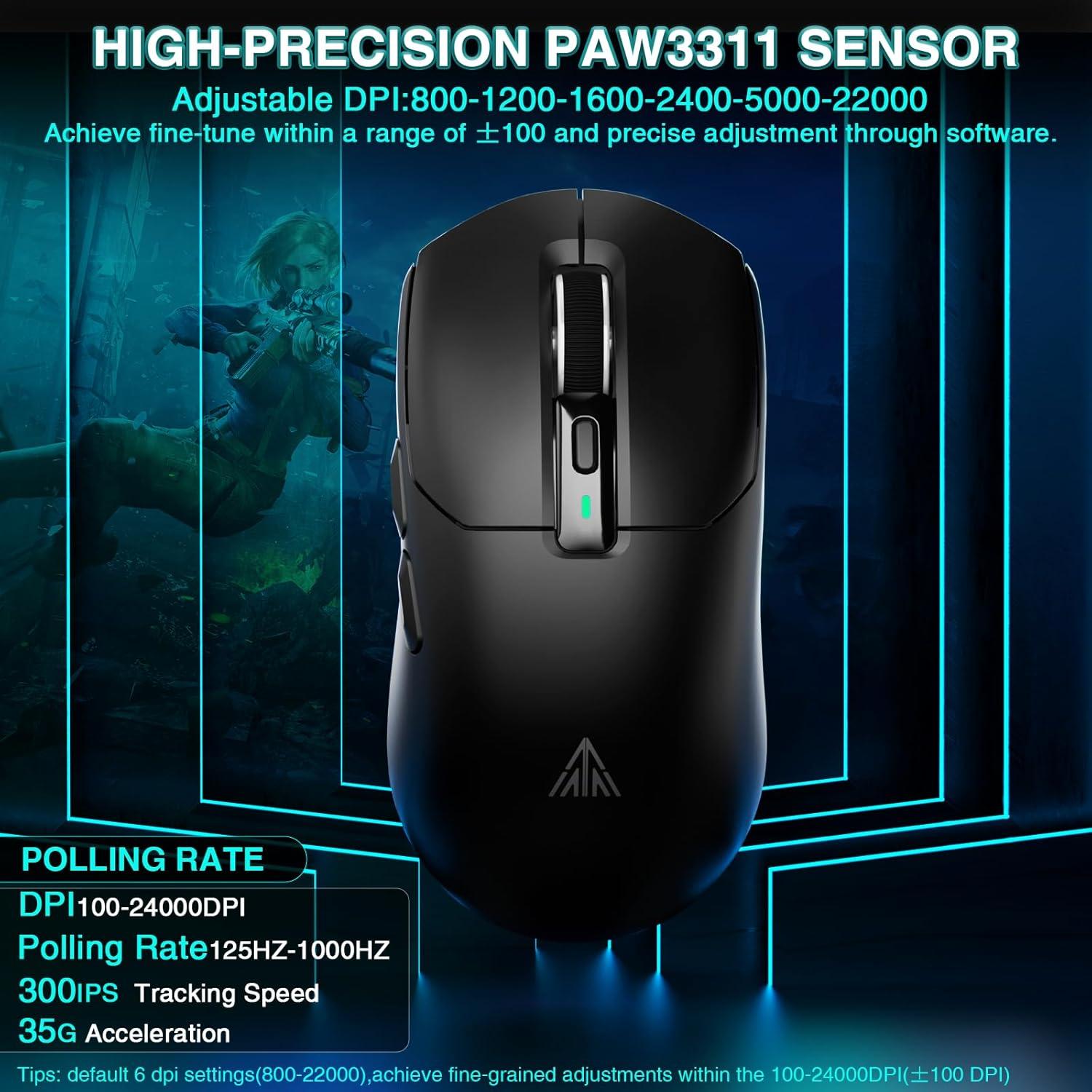 Ratón Gaming Inalámbrico SOLAKAKA SM820 24000 DPI RGB