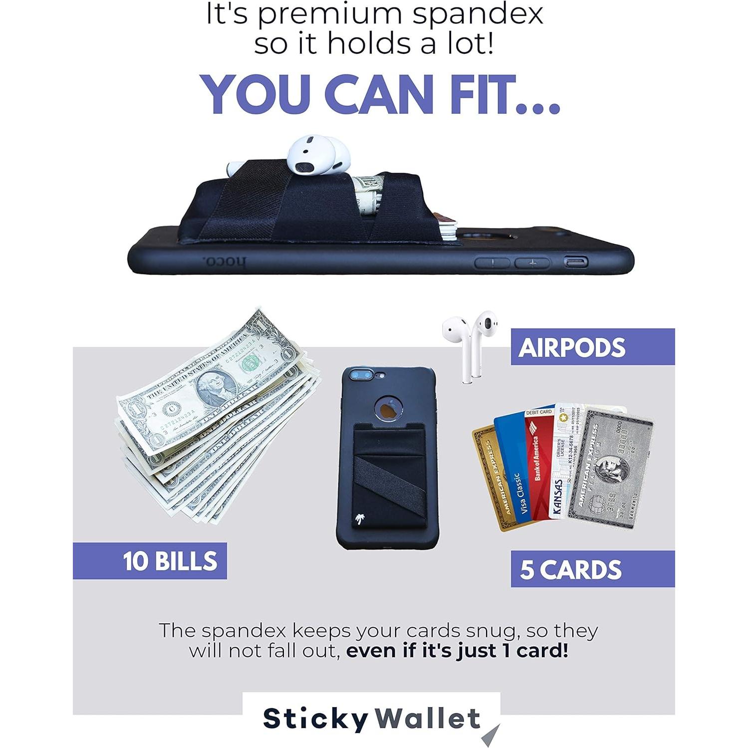 Soporte de Tarjeta Adhesivo The StickyWallet - Spandex Negro