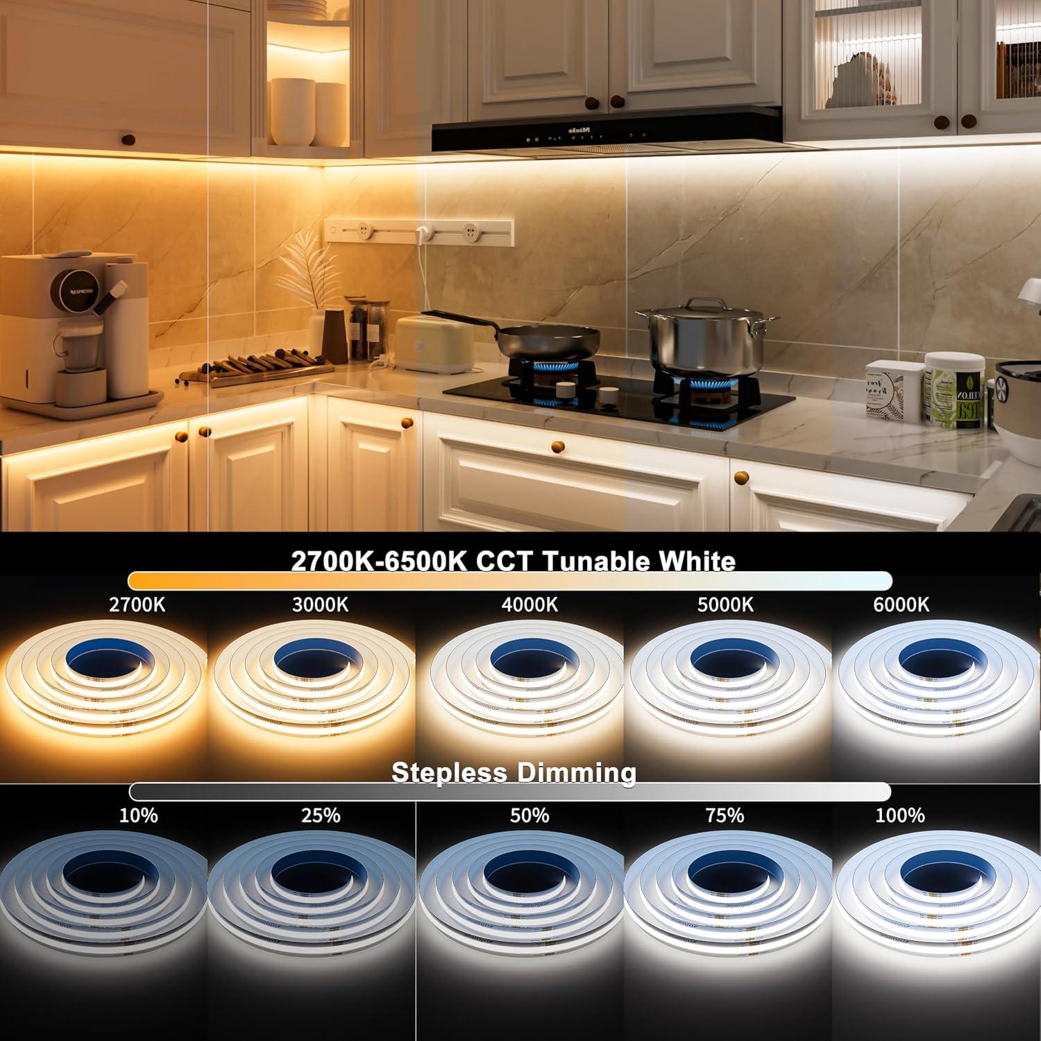 Cinta LED COB MIWISE 2m Regulable 2700K-6500K Control Remoto