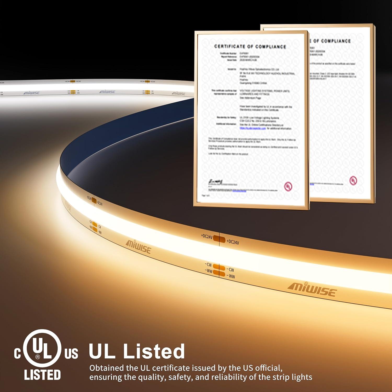 Cinta LED COB MIWISE 2m Regulable 2700K-6500K Control Remoto