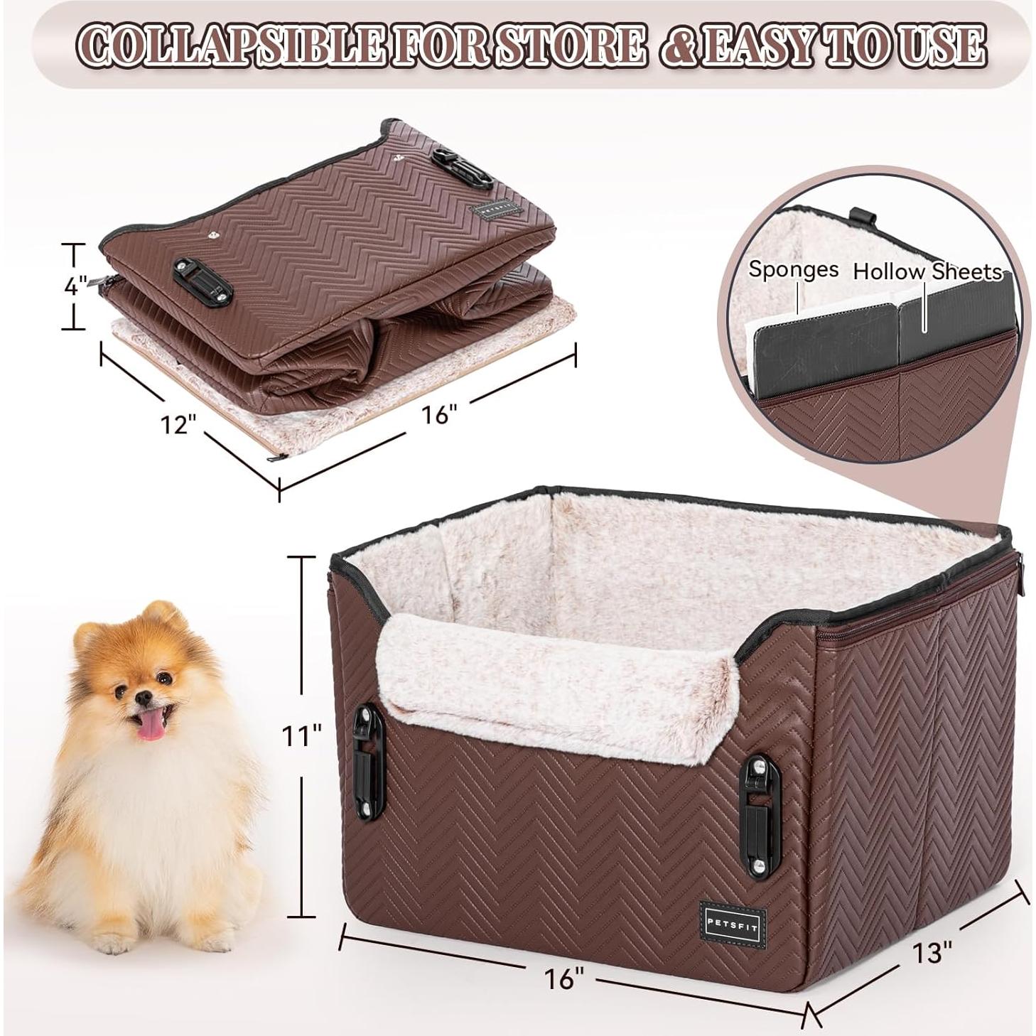 Asiento de Coche para Perros PETSFIT Marrón 40.6x33.0cm