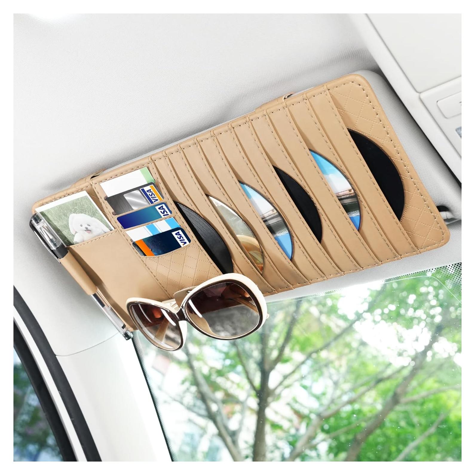 Soporte de CD para Visera de Coche Alpmosn Beige - Organizador Multifuncional