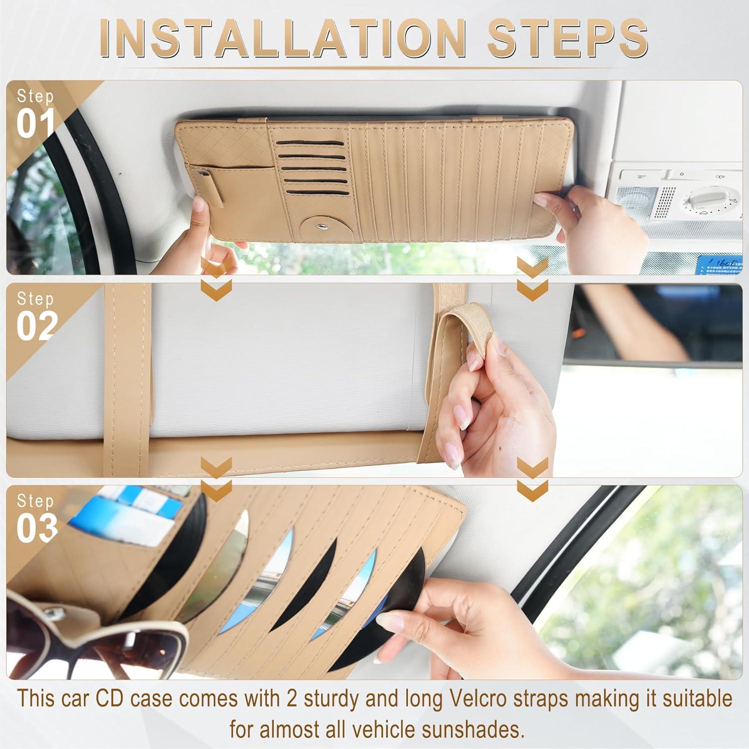 Soporte de CD para Visera de Coche Alpmosn Beige - Organizador Multifuncional