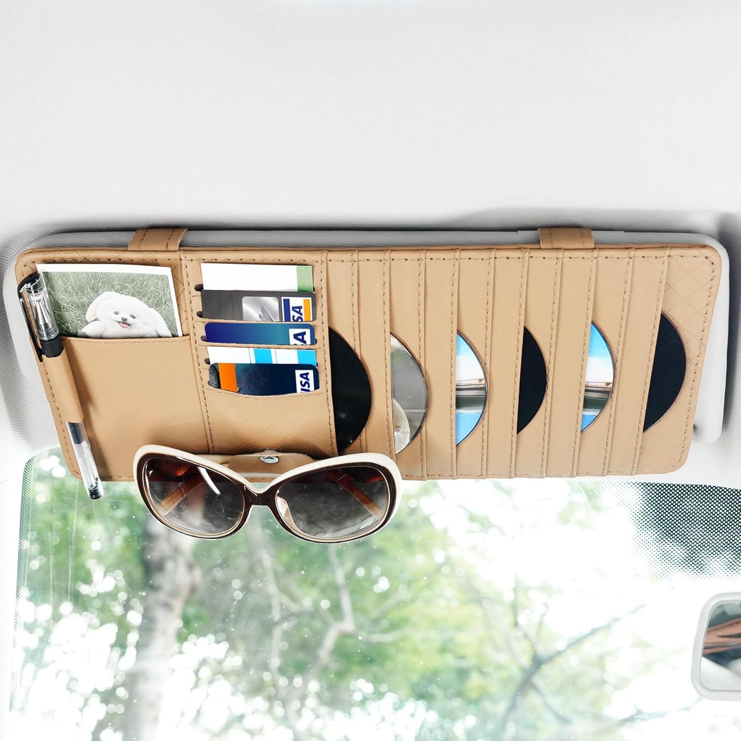 Soporte de CD para Visera de Coche Alpmosn Beige - Organizador Multifuncional
