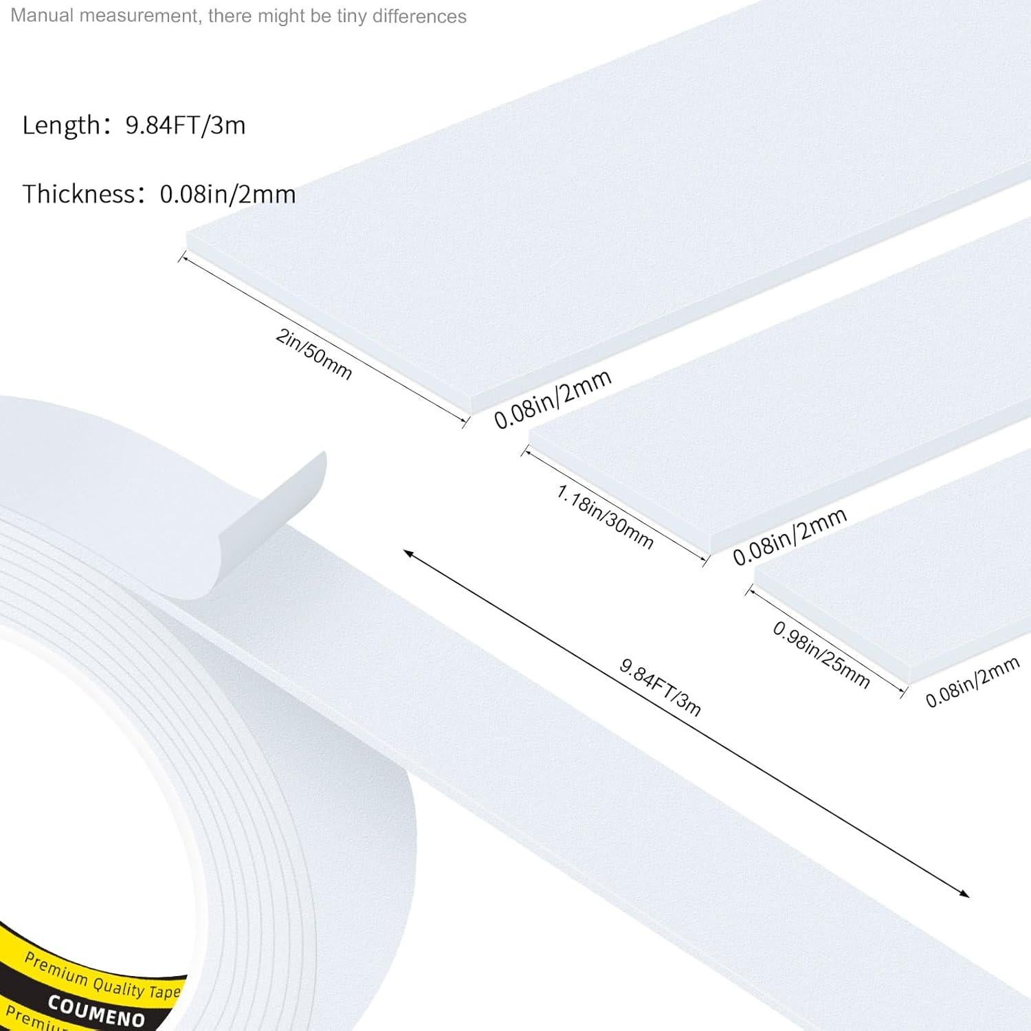 EVA Single-Sided Adhesive White Foam Tape 0.98inX9.84FT Single-Sided Sealing Strip Foam Pad Sponge Tape Window Weatherproof, Self-Adhesive Insulation Sealing Tape