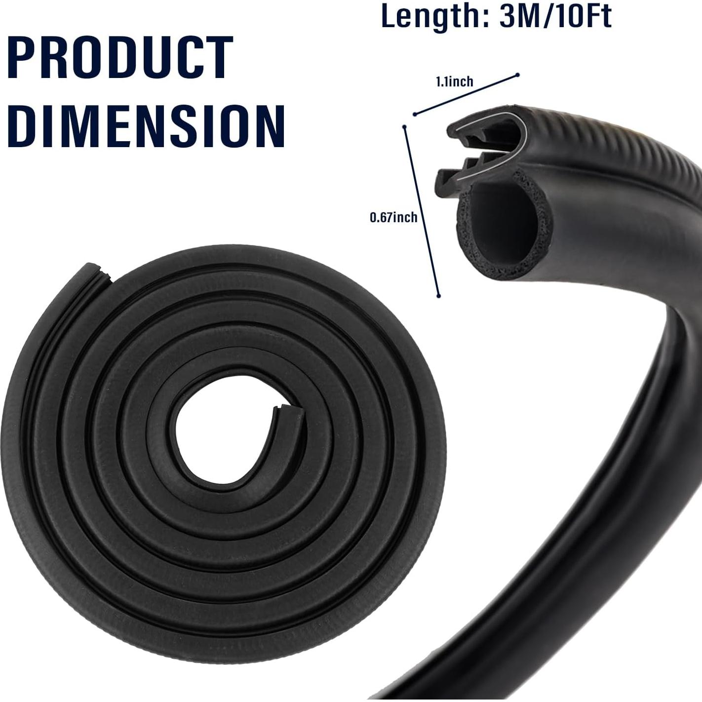 Tira de Sellado Automotriz SSNNUU 3.05m Goma y Metal