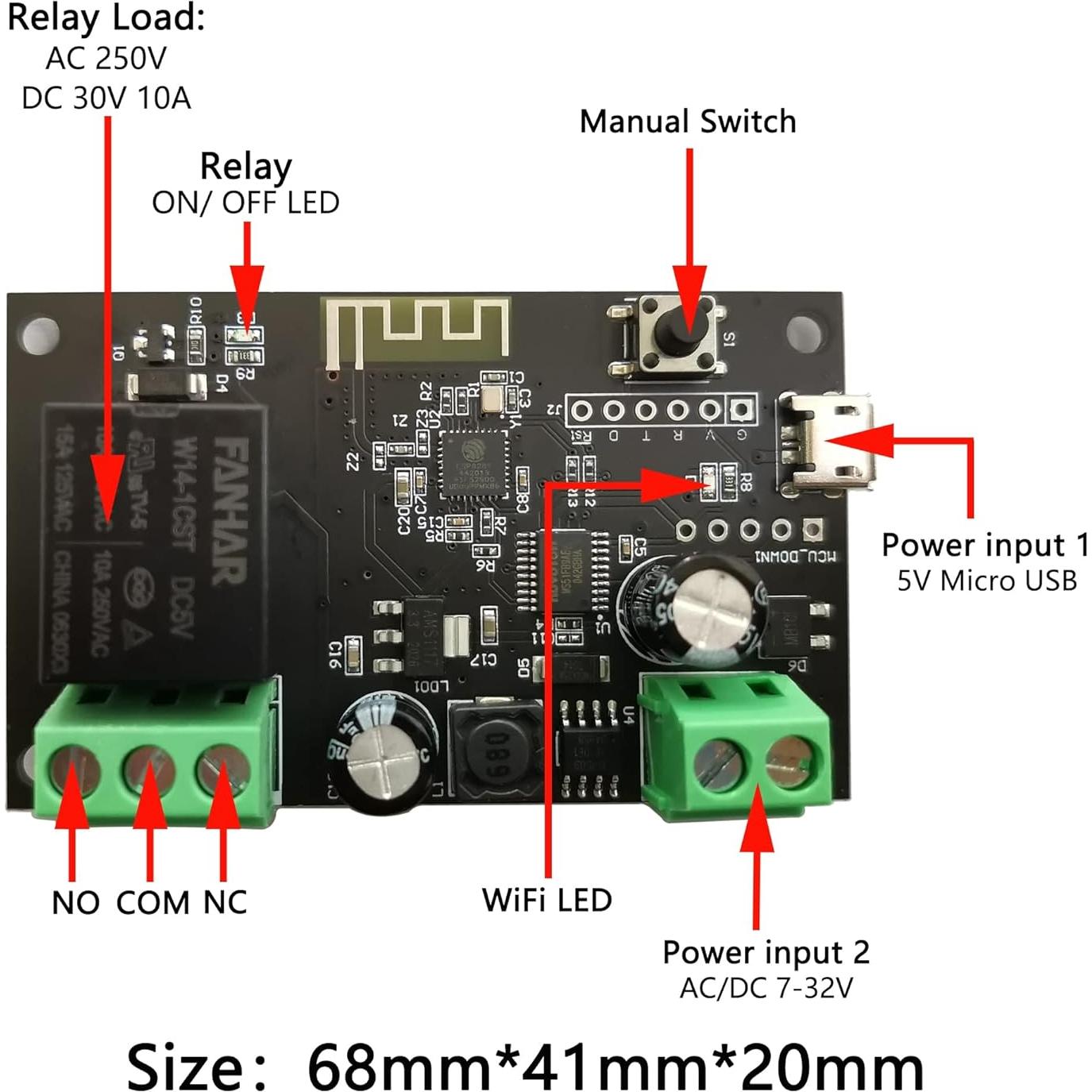 Módulo Relé Interruptor Inteligente WiFi Jane Eyre 1CH