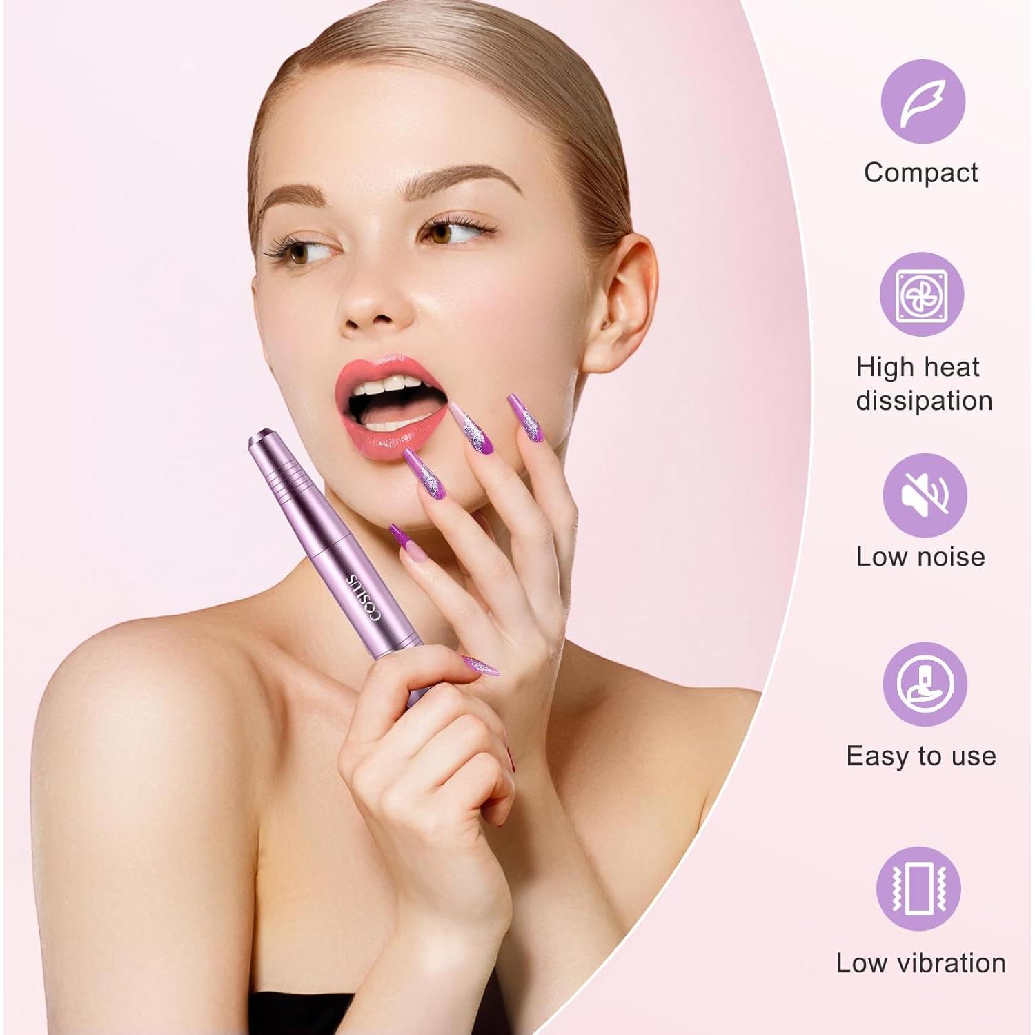 Taladro de Uñas Eléctrico COSLUS A07 Portátil con 6 Puntas