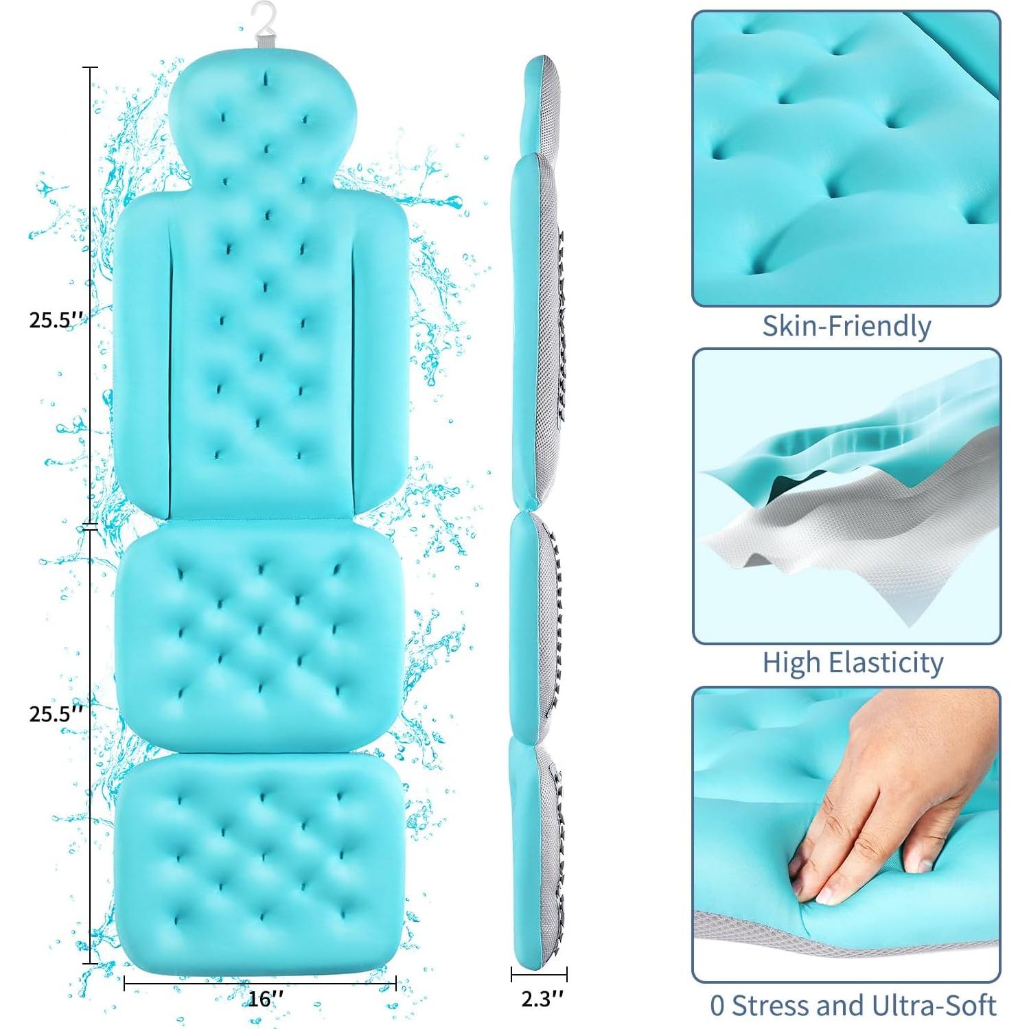 Cojín de Baño de Lujo VEILS 130x41 cm con 160 Ventosas Antideslizantes