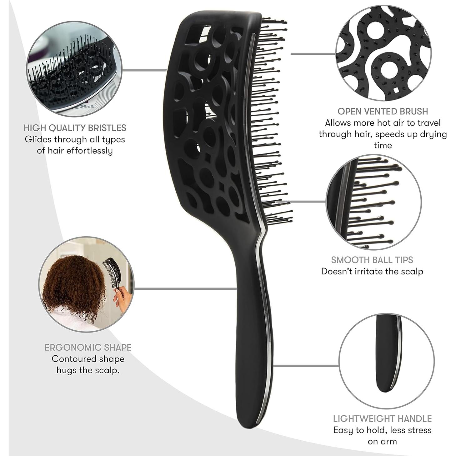 Cepillo Ventilado Profesional Framar Negro 26x8.3cm Resistente Calor