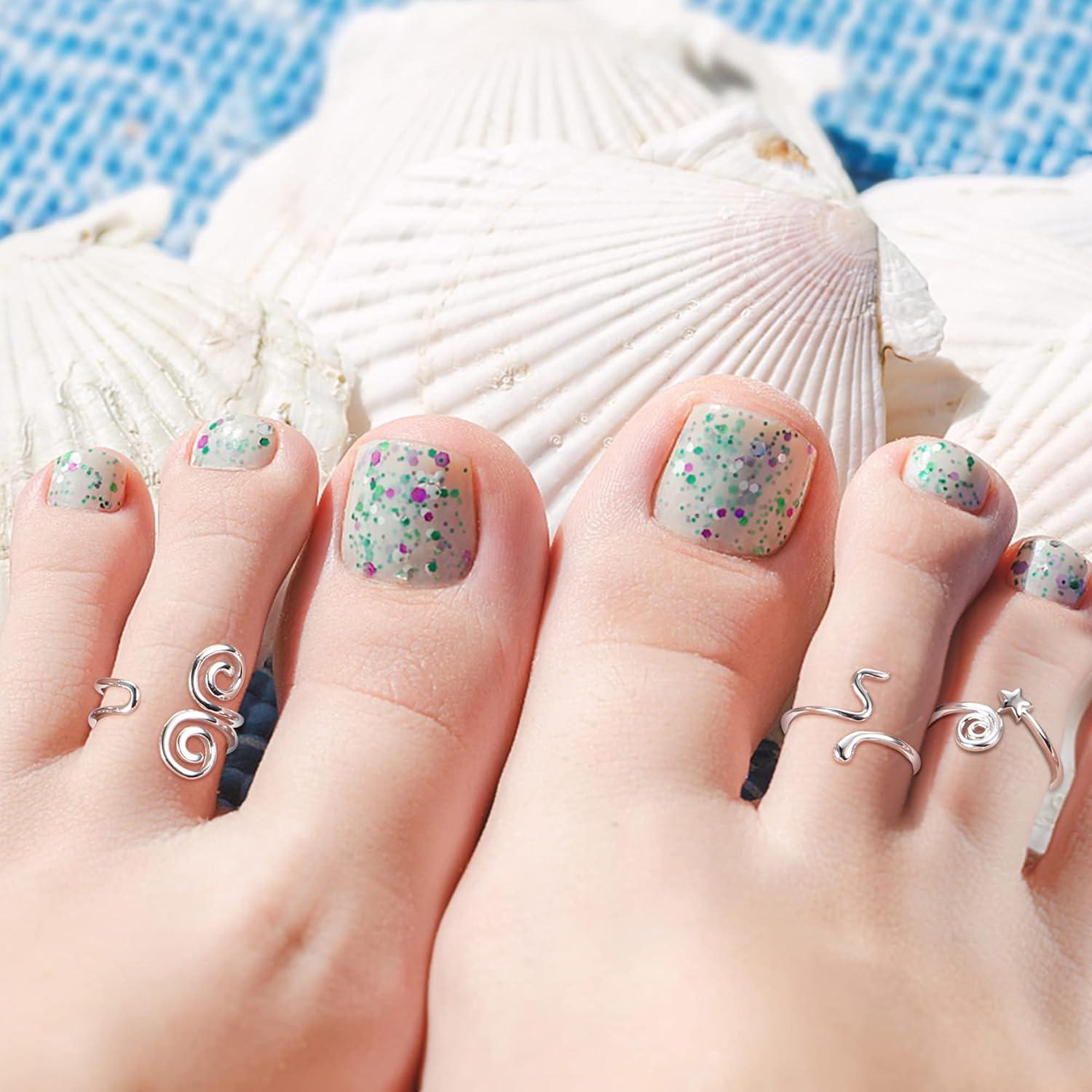 Florideco 3Pcs S925 Sterling Silver Toe Rings for Women Open Toe Rings Comfort-Fit Adjustable Toe Rings Celtic Knot Turquoise Finger Foot Jewelry Set