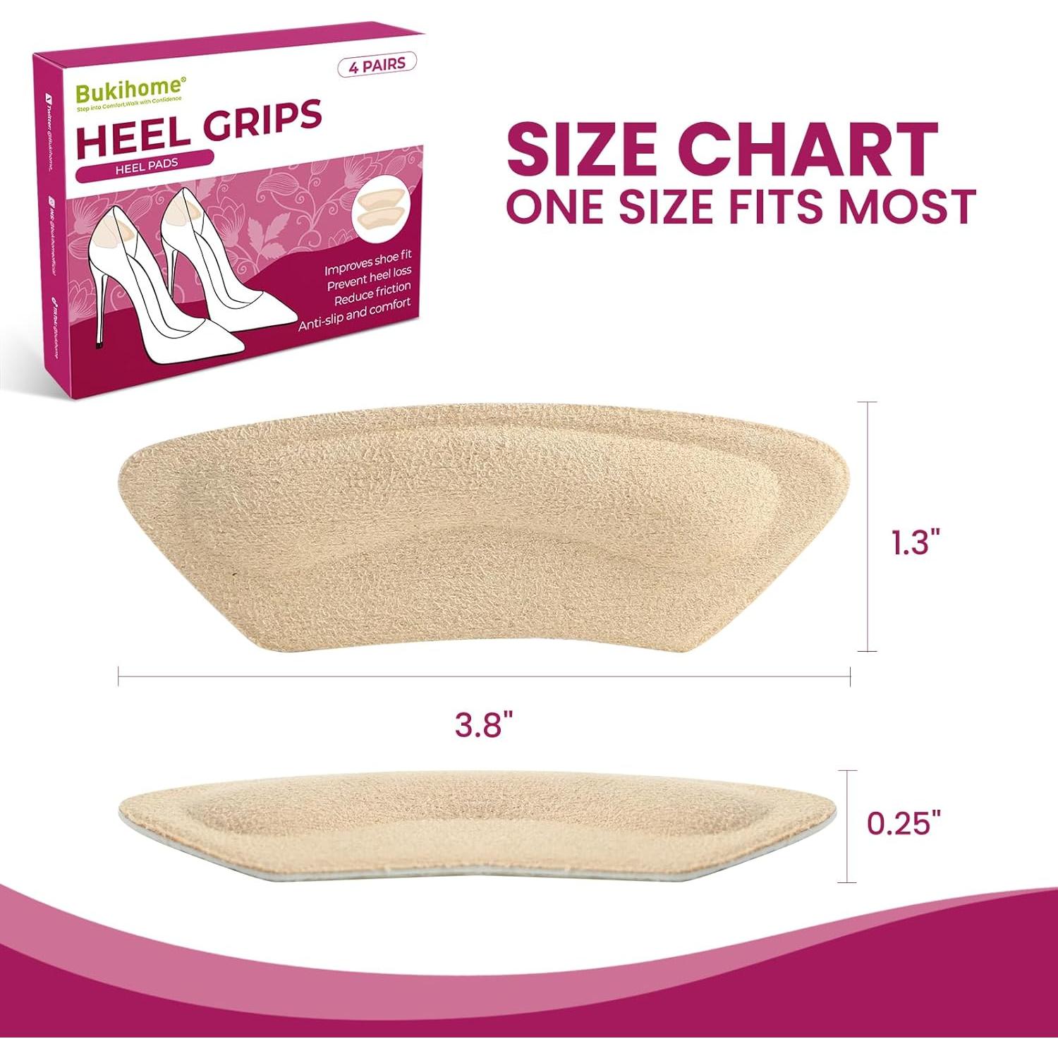 Almohadillas para Talones Bukihome - 4 Pares Beige Autoadhesivas