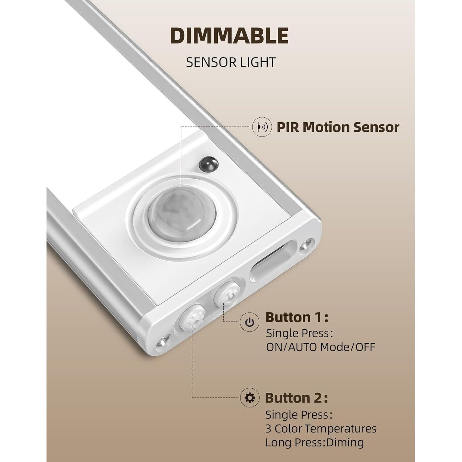 Luz LED Bajo Gabinete AMETHEUS 30cm con Sensor y Control Remoto