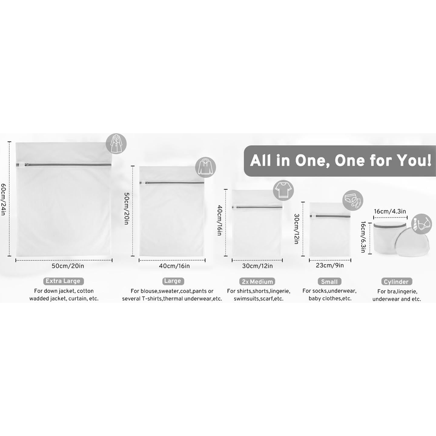 Paquete de 7 bolsas de lavandería NKYJSJLY con cremalleras