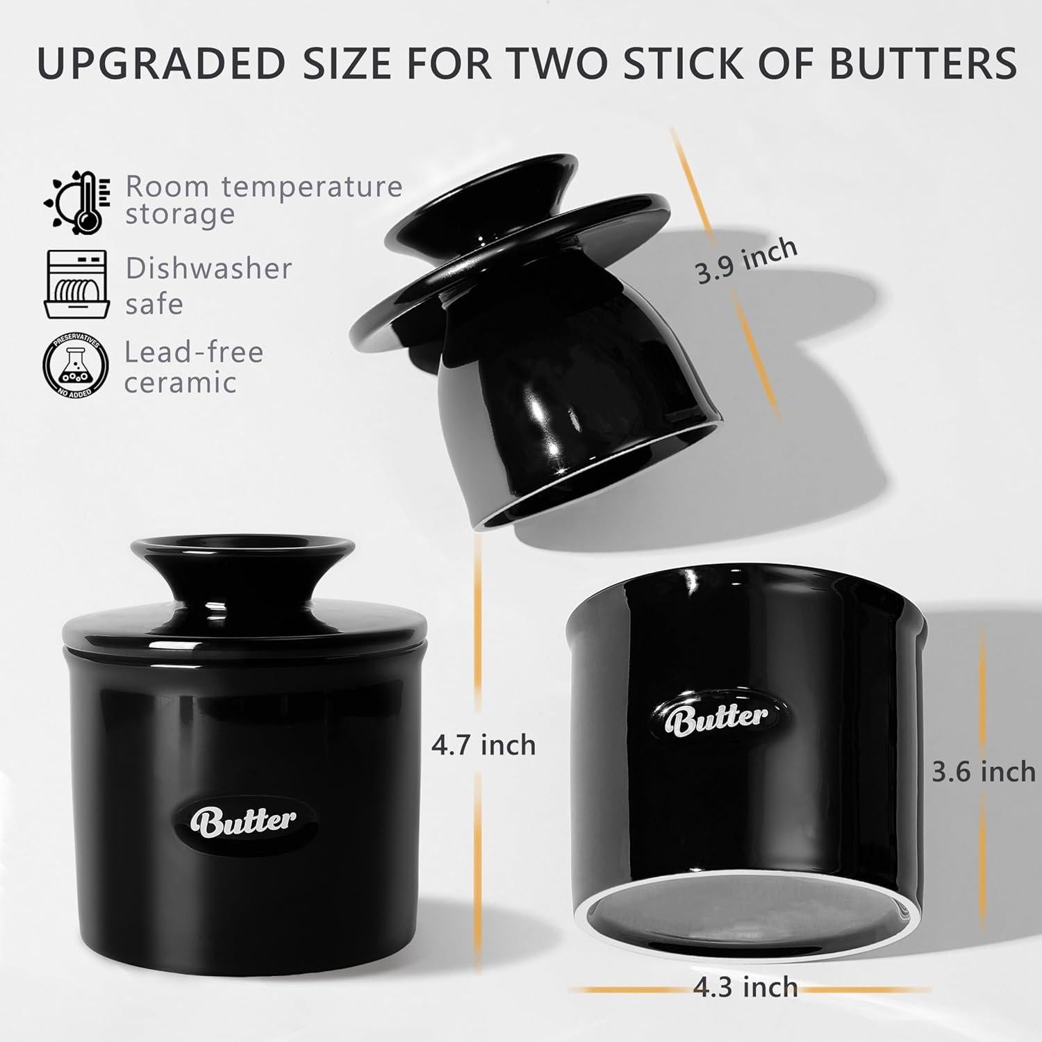 Crock de Mantequilla Rucocron Cerámica Negra 250ml con Tapa