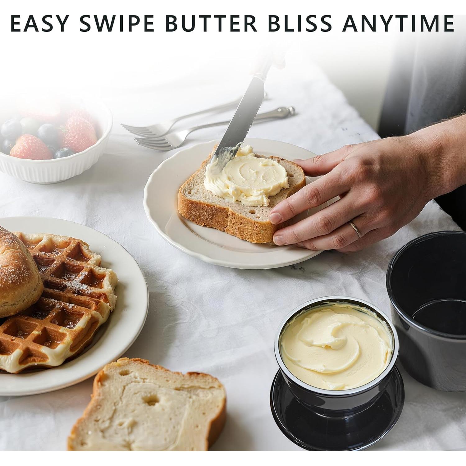 Crock de Mantequilla Rucocron Cerámica Negra 250ml con Tapa