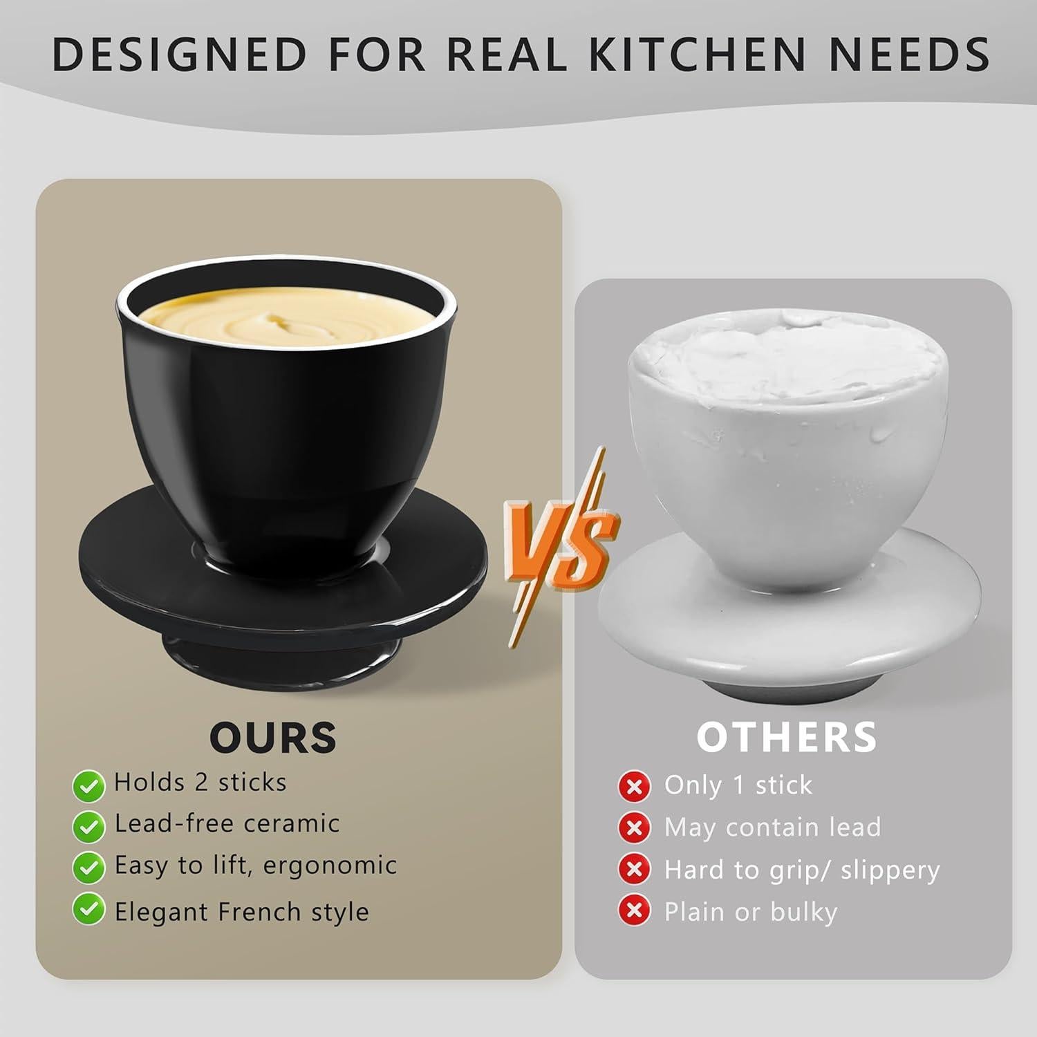 Crock de Mantequilla Rucocron Cerámica Negra 250ml con Tapa