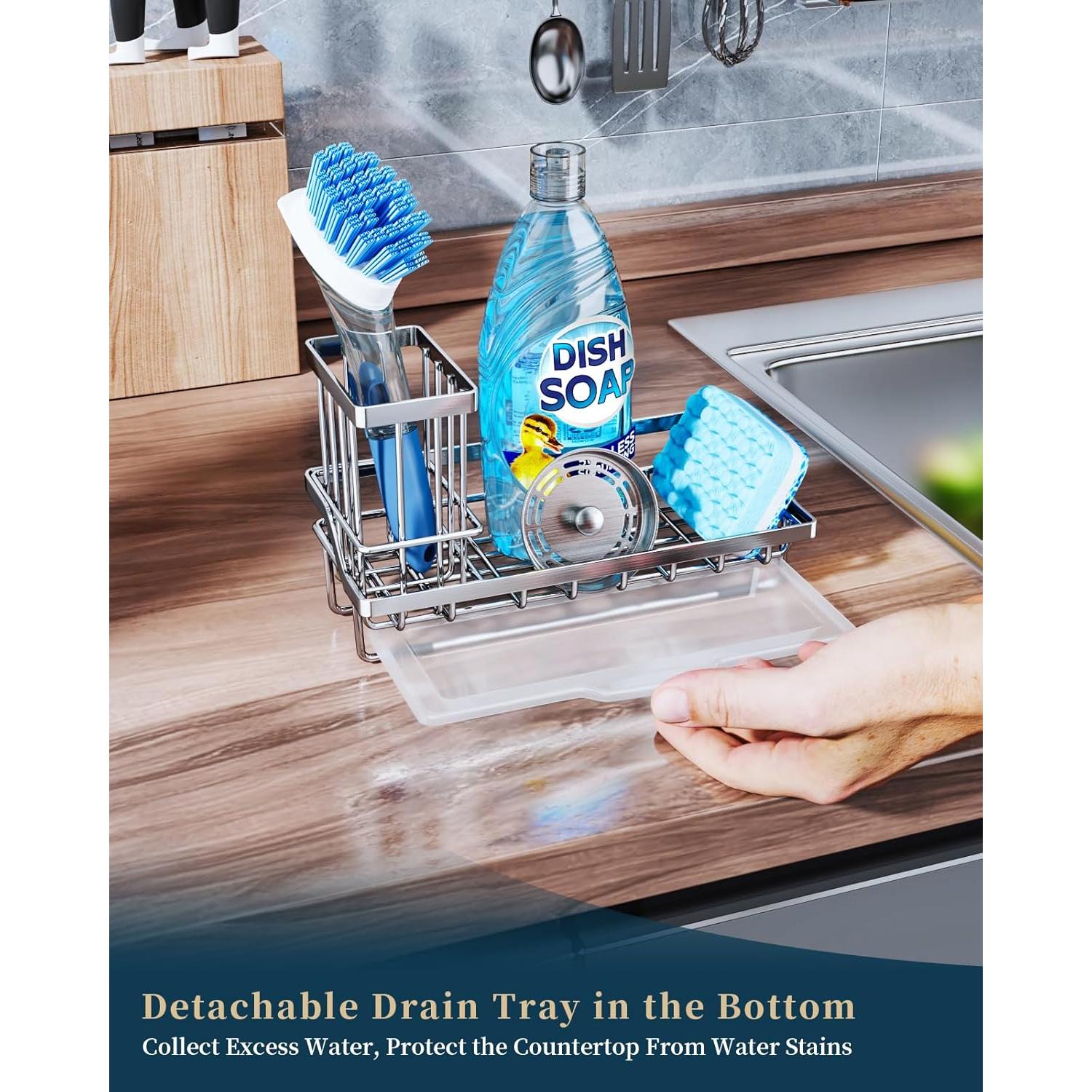 Caddy para Fregadero Consumest de Acero Inoxidable - Organizador con Bandeja de Goteo