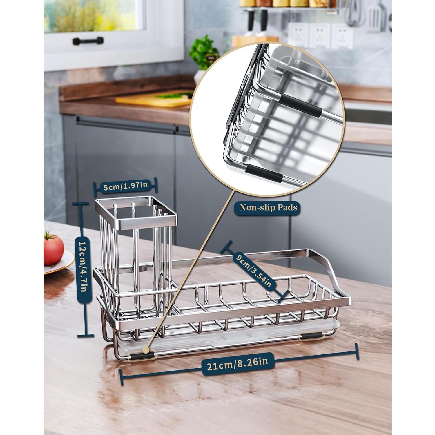 Caddy para Fregadero Consumest de Acero Inoxidable - Organizador con Bandeja de Goteo