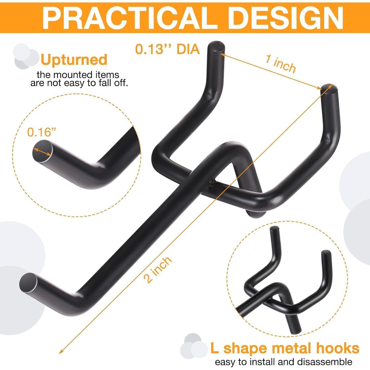 Ganchos para Tablero de Clavos Shimeyao 100 Pcs Acero Inoxidable 5.08 cm Negro