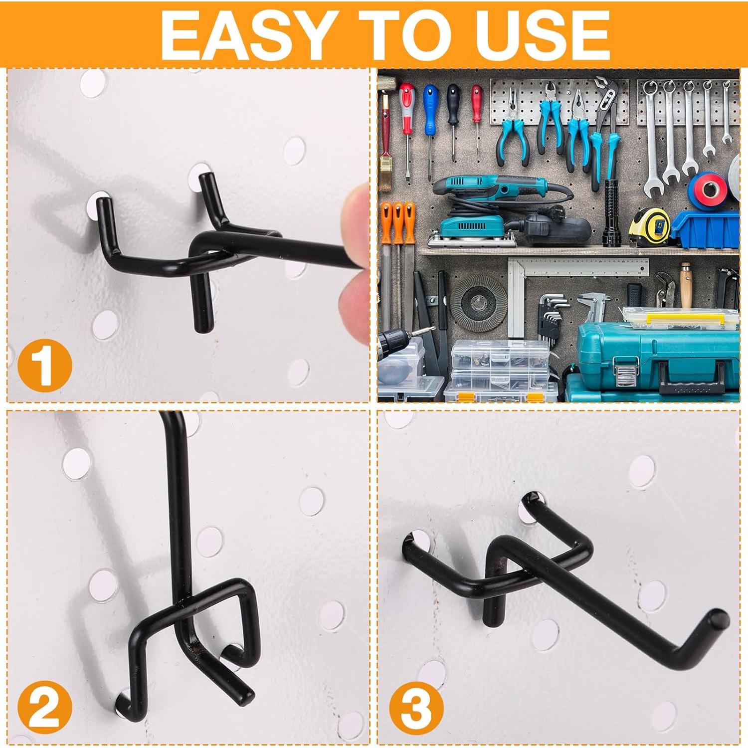 Ganchos para Tablero de Clavos Shimeyao 100 Pcs Acero Inoxidable 5.08 cm Negro