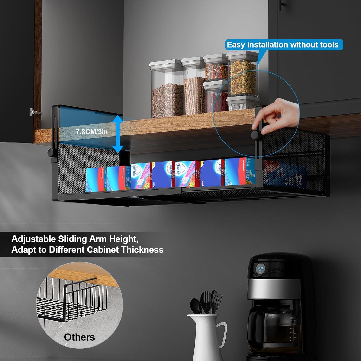 2 Pack Canasta Bajo Estante AmonHouseware Ajustable 37.8-57.4cm