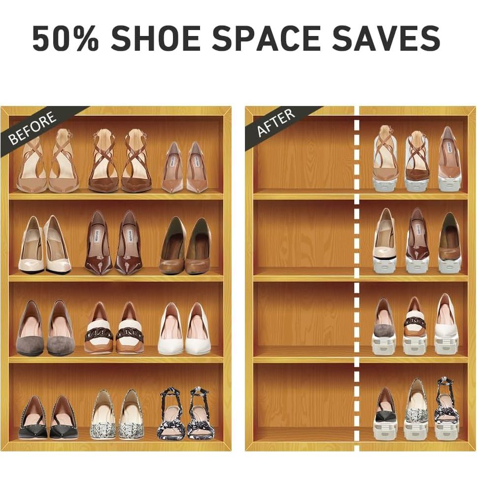 Organizador de Zapatos NVGSN 12 Paquete Doble Capa Blanco