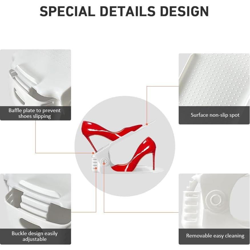 Organizador de Zapatos NVGSN 12 Paquete Doble Capa Blanco