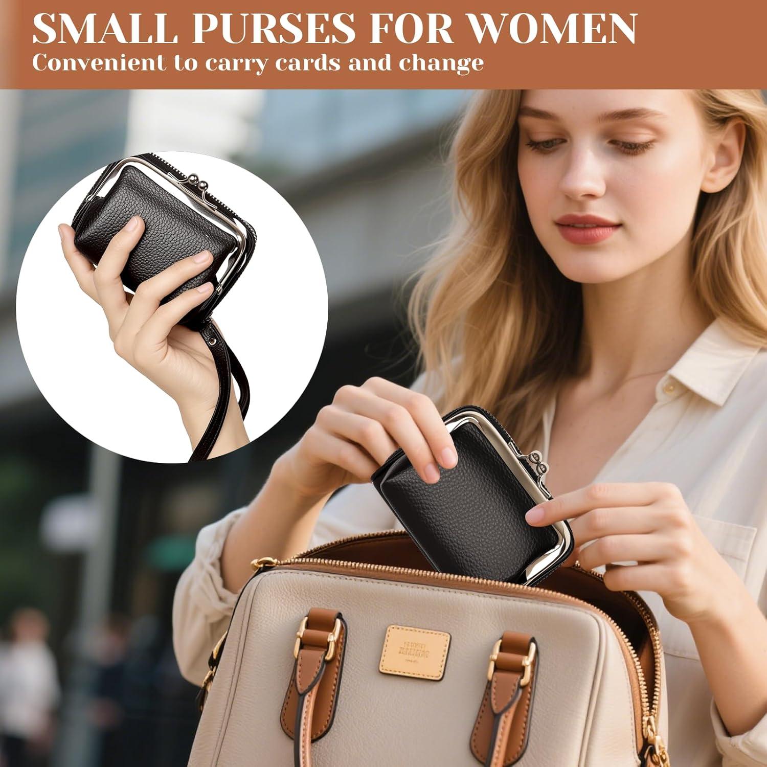 Cartera de Muñeca Huikeya Negra con Monedero y 9 Ranuras