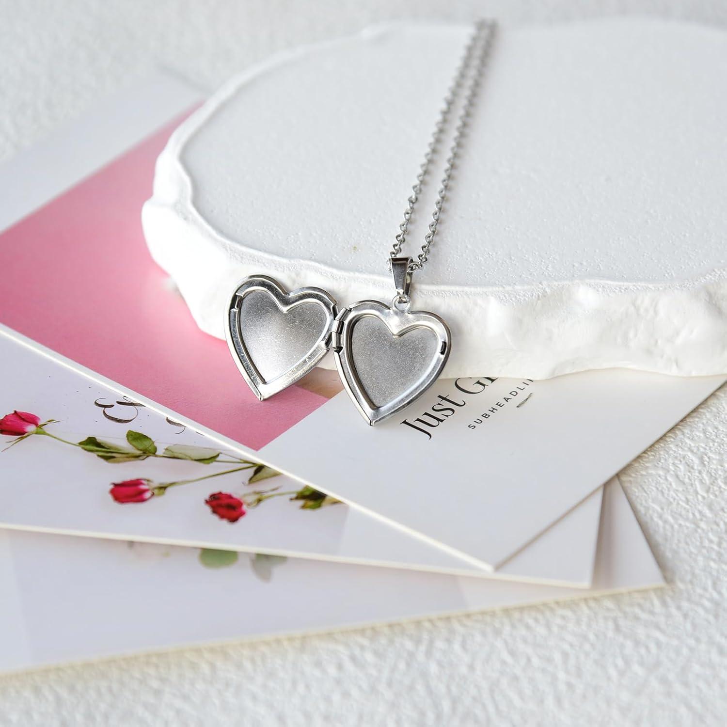 Collar Medallón Corazón Plata con Flores Prensadas - Regalo Mujer