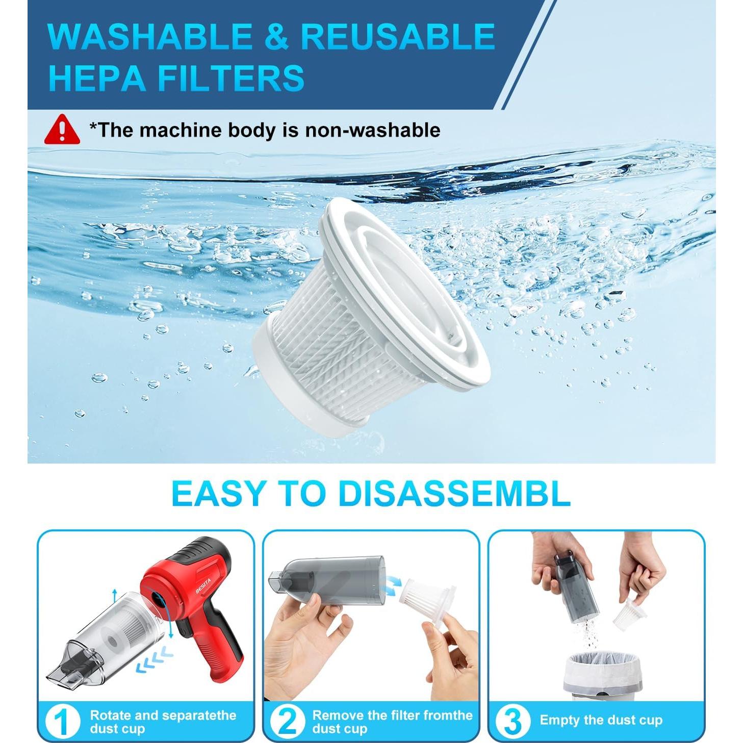 Aspiradora de Coche Portátil BESITA 12000Pa Sin Cable