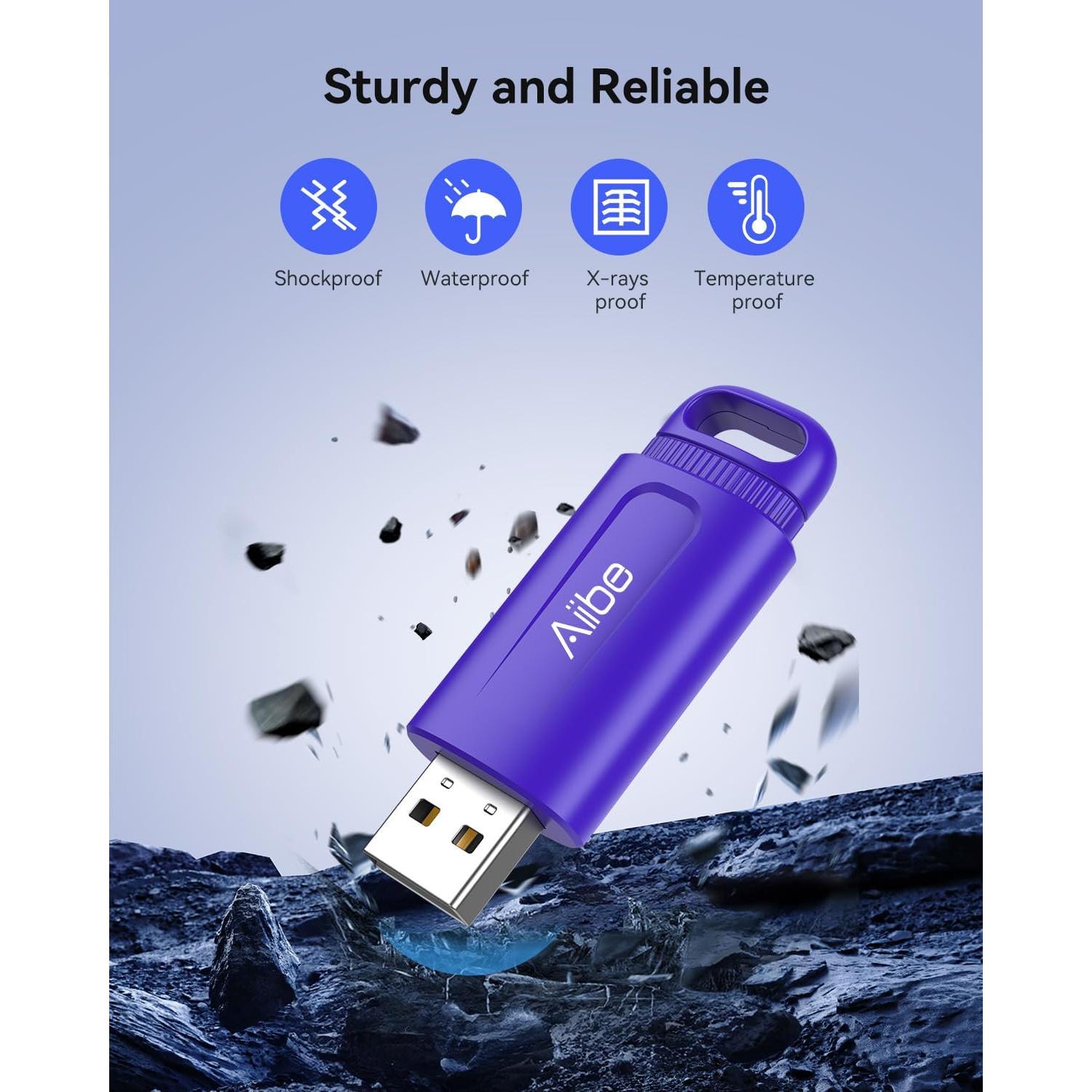 Paquete de 5 Unidades Flash USB Aiibe 32GB Colorido