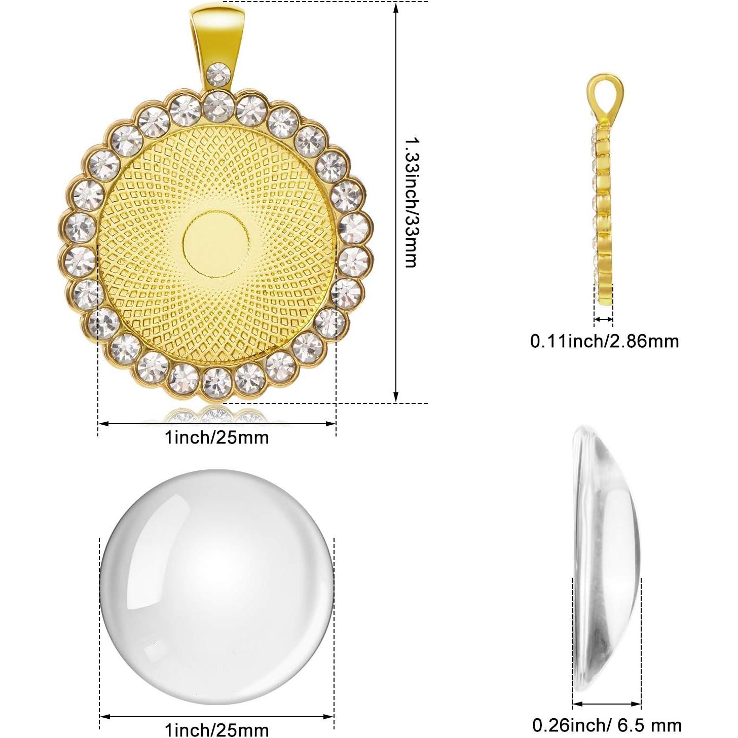 12 Bandejas de Colgante Redondas Jetec 25 mm con Cabochones