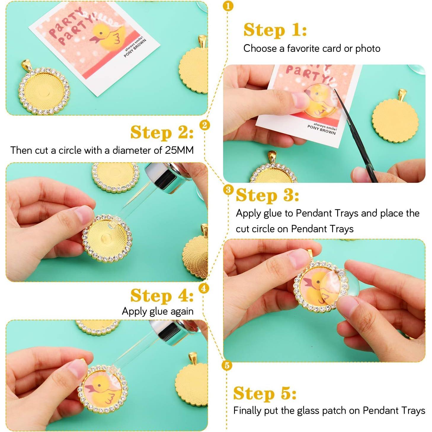 12 Bandejas de Colgante Redondas Jetec 25 mm con Cabochones