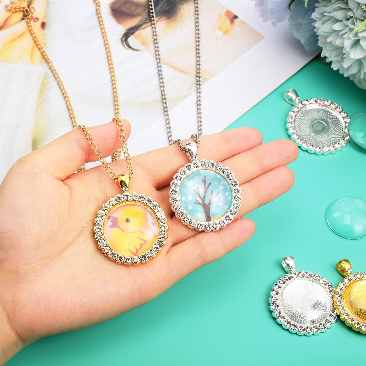 12 Bandejas de Colgante Redondas Jetec 25 mm con Cabochones