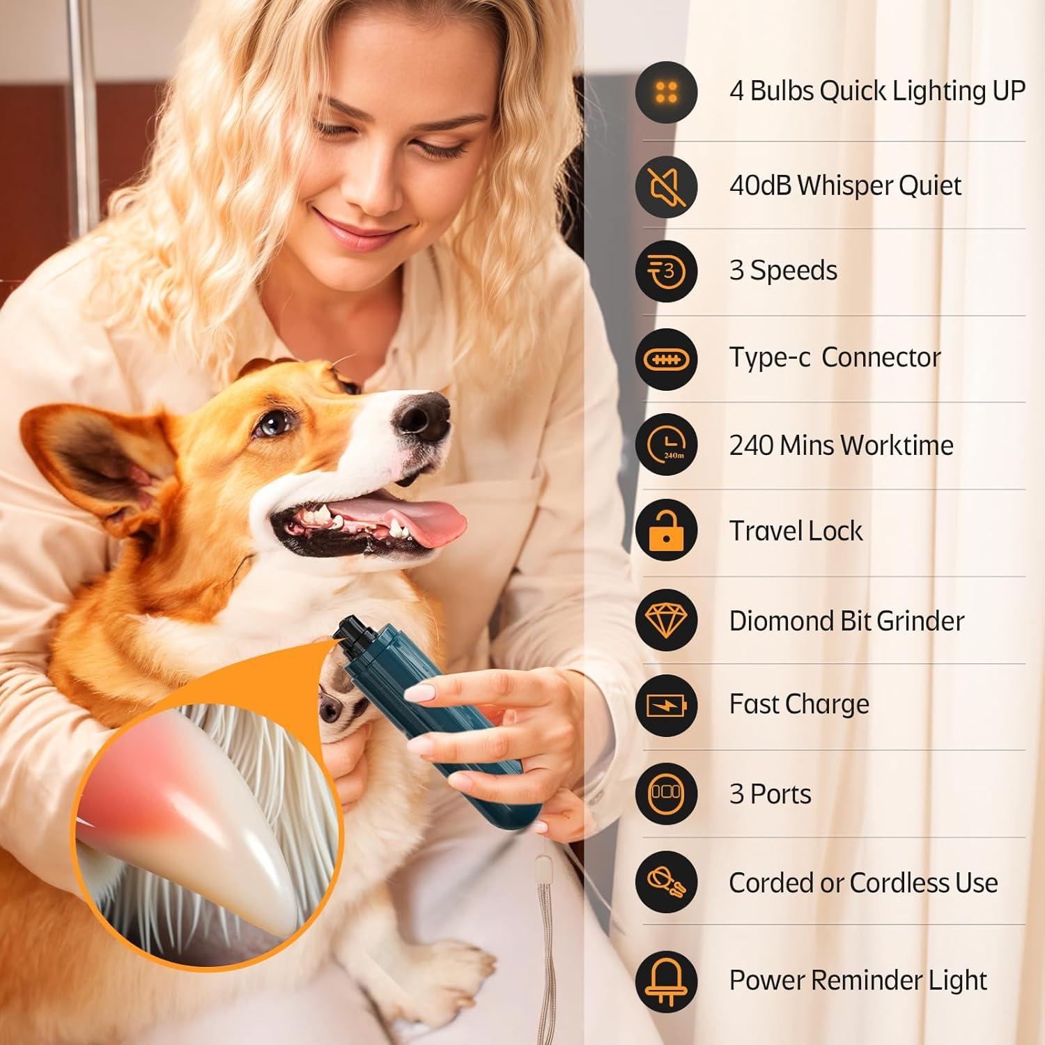 Cortauñas para Perros YABIFE con 4 Luces y 3 Velocidades