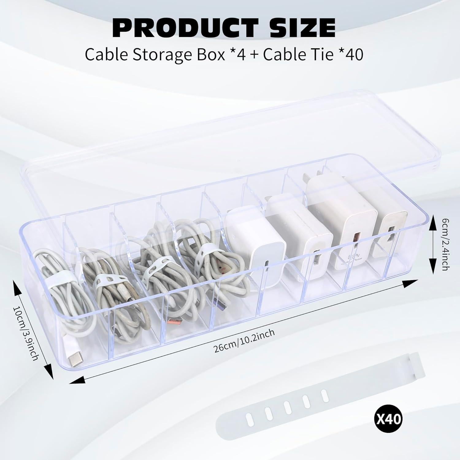 Organizador de Cables JUNJIAHAOZHU 4 Piezas 40 Correas