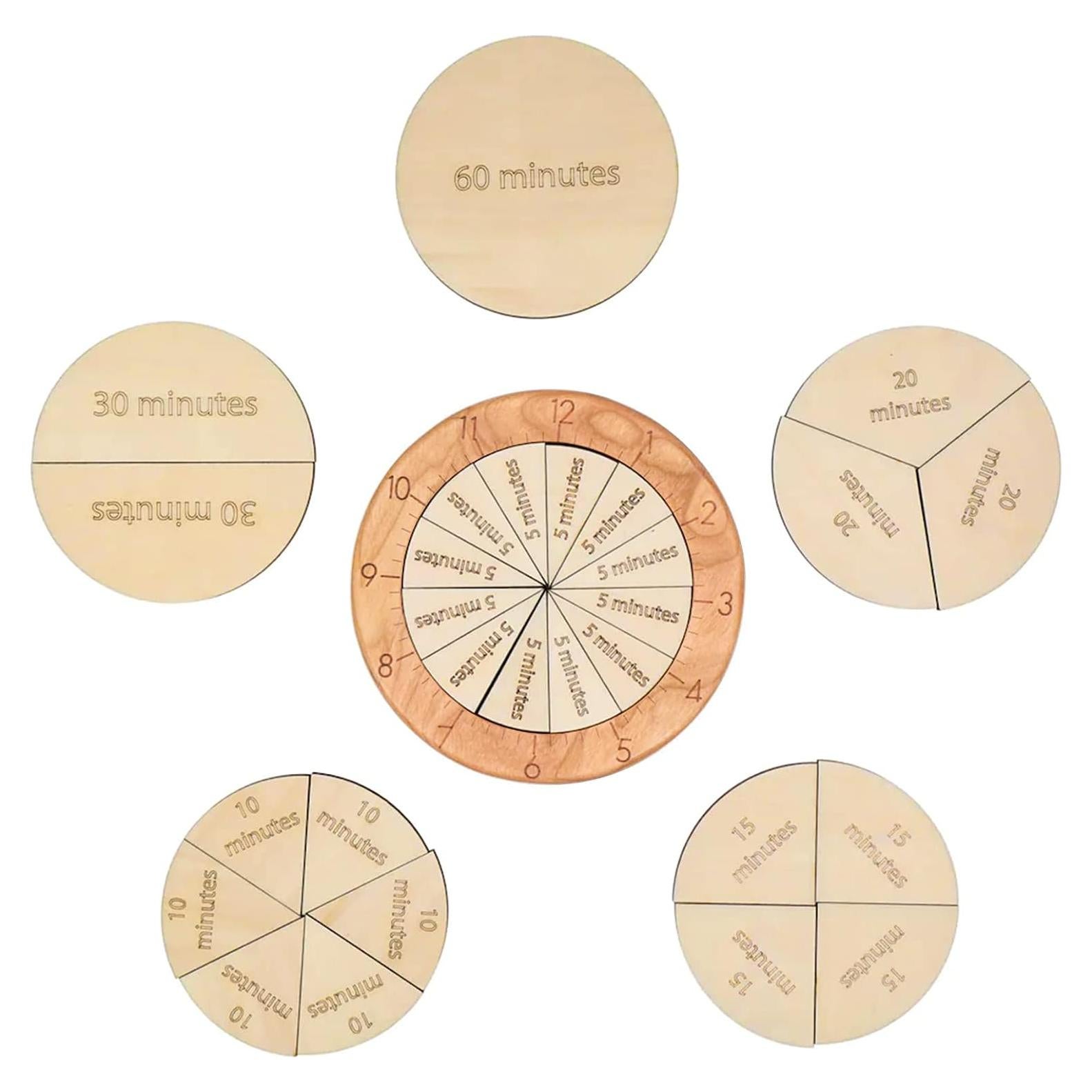 Reloj de Aprendizaje de Fracciones MerryHeart - Madera 29 Piezas