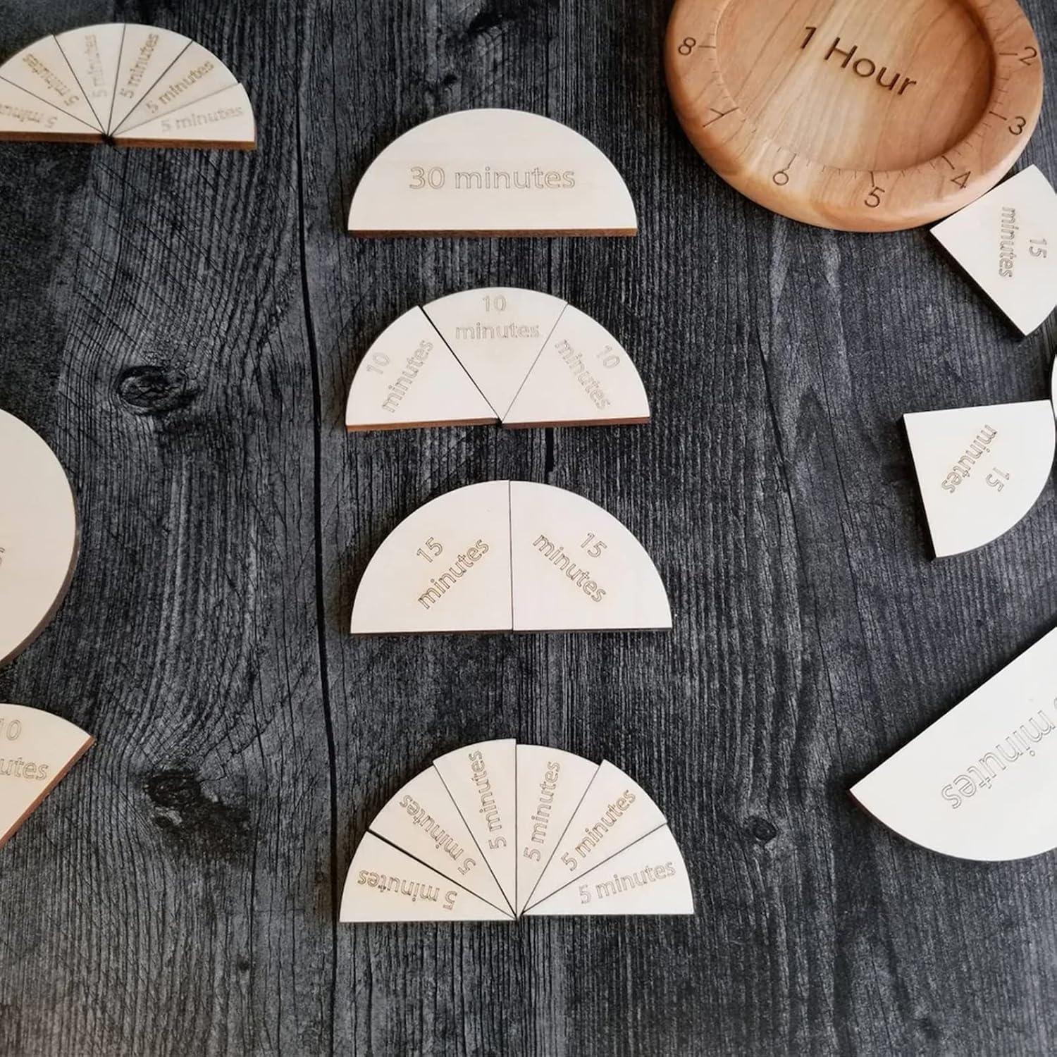 Reloj de Aprendizaje de Fracciones MerryHeart - Madera 29 Piezas