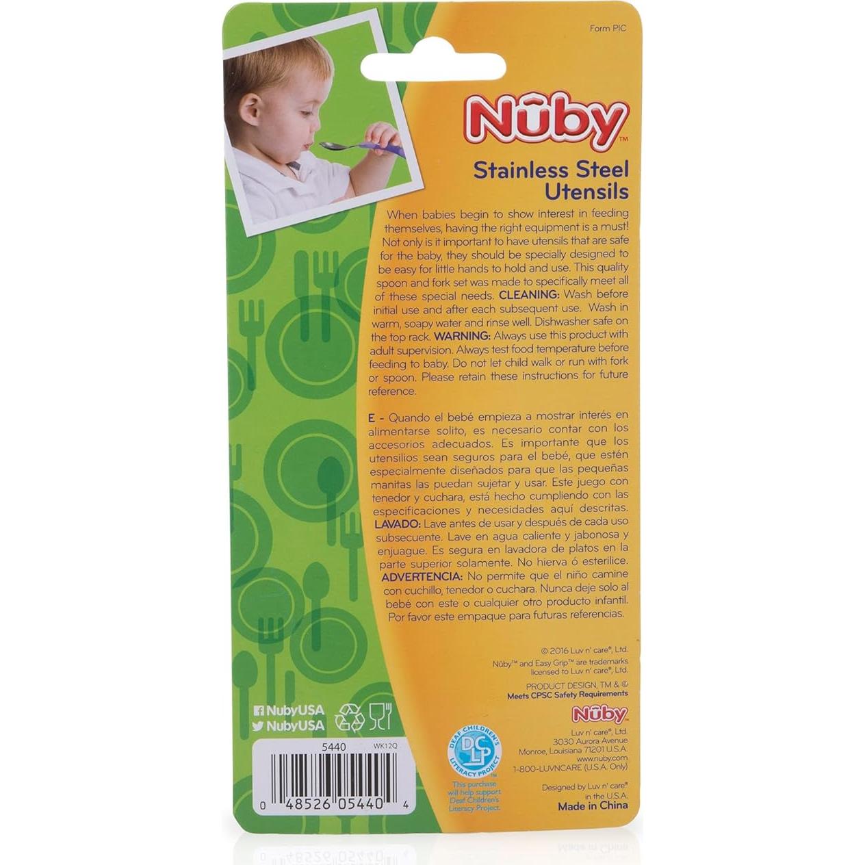 Utensilios de Acero Inoxidable Nuby 2 Piezas Azul Verde