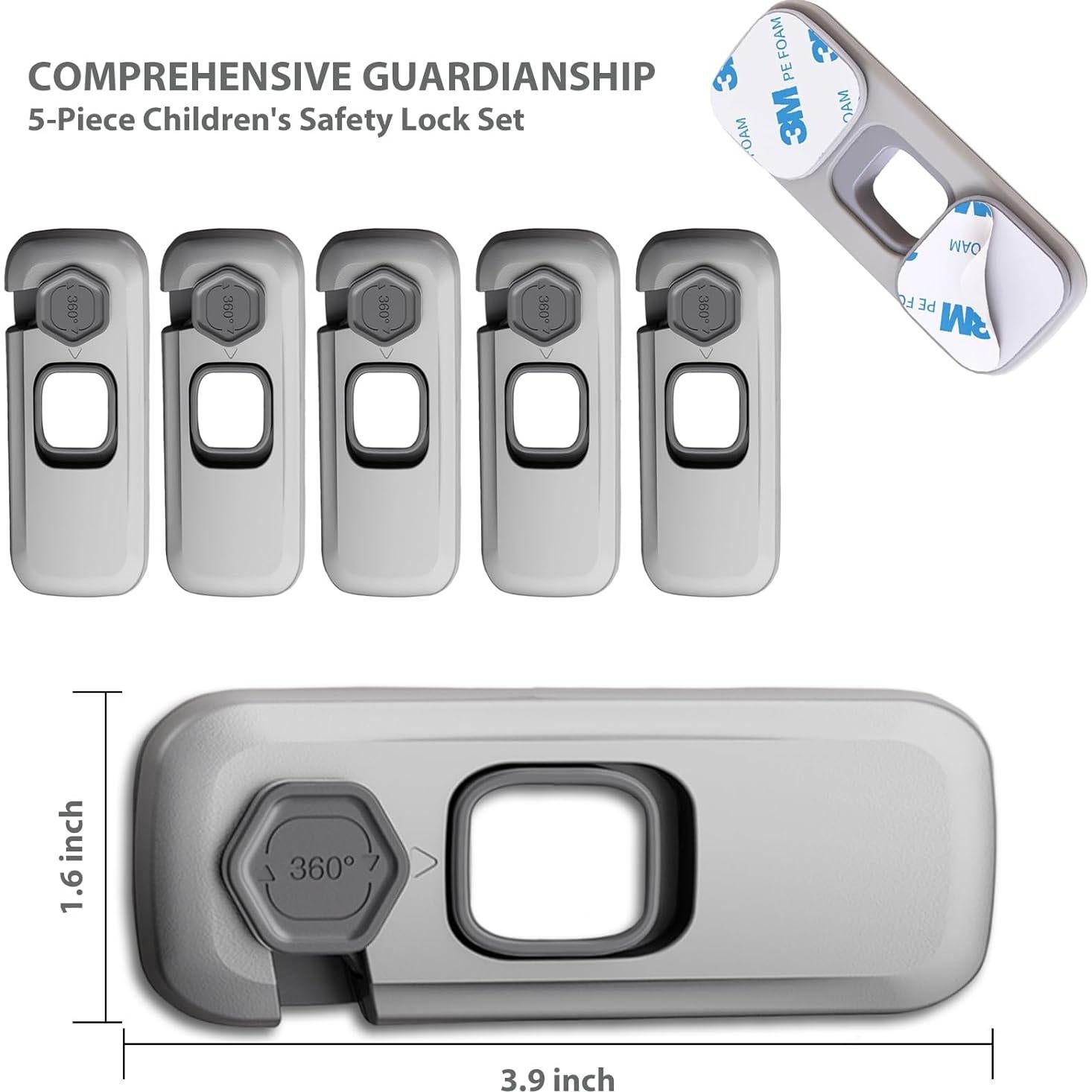 5 Cerraduras de Seguridad para Niños DENENTT - Gris