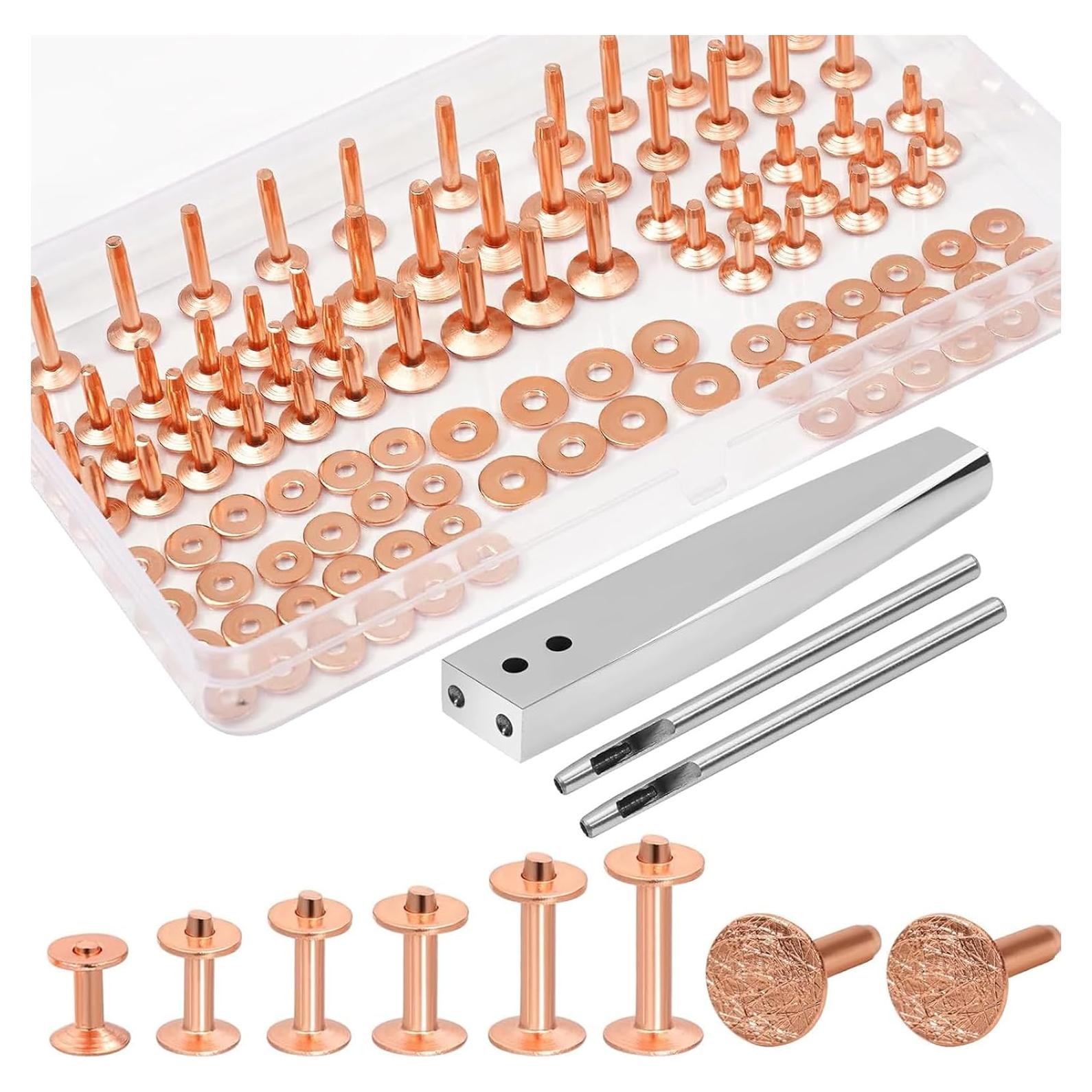 Kit de Remaches de Cobre JUNESunShine 116 Piezas para Cuero