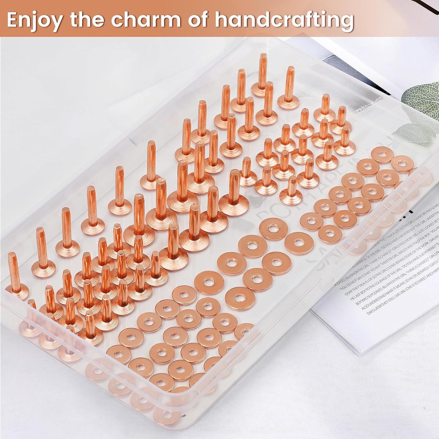 Kit de Remaches de Cobre JUNESunShine 116 Piezas para Cuero
