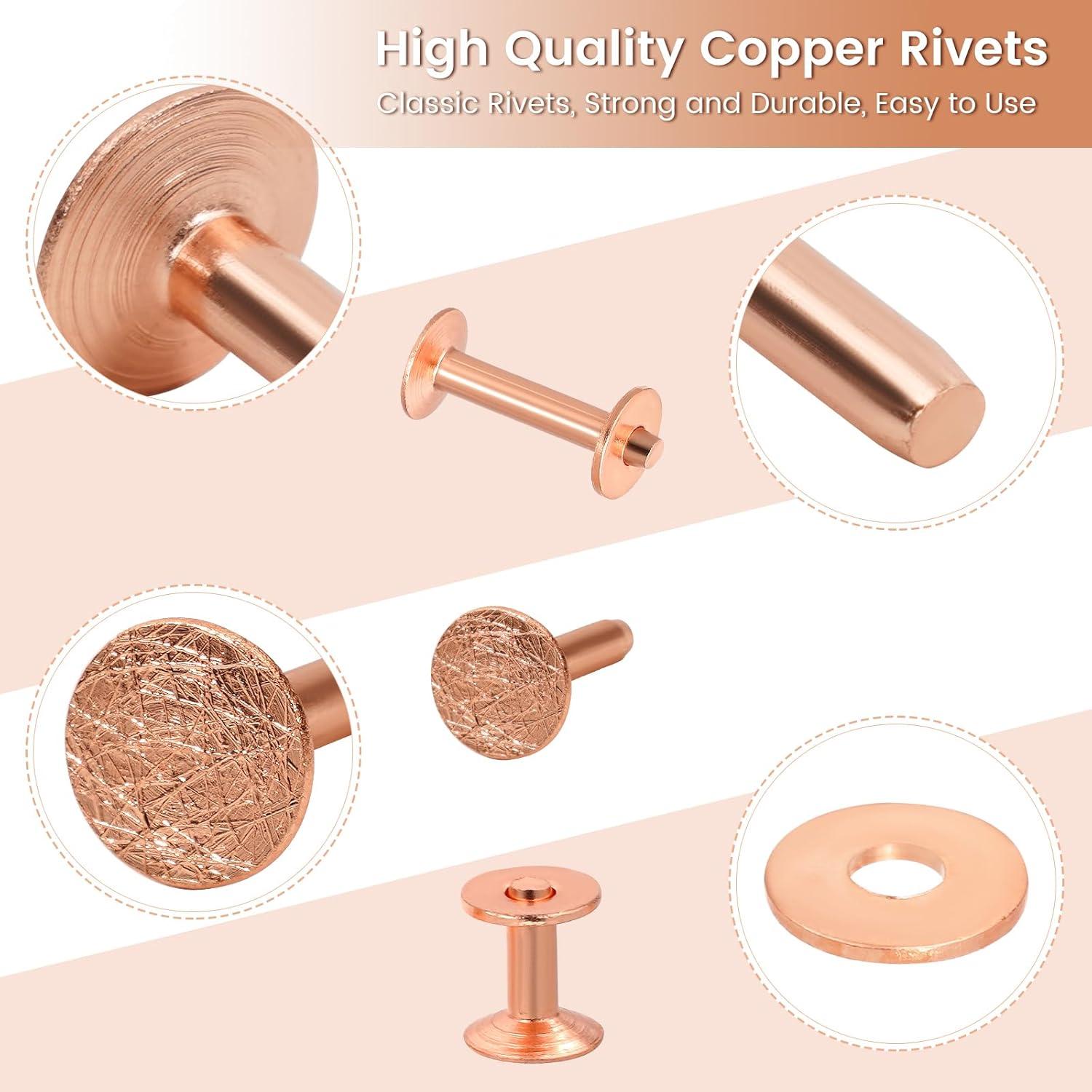 Kit de Remaches de Cobre JUNESunShine 116 Piezas para Cuero