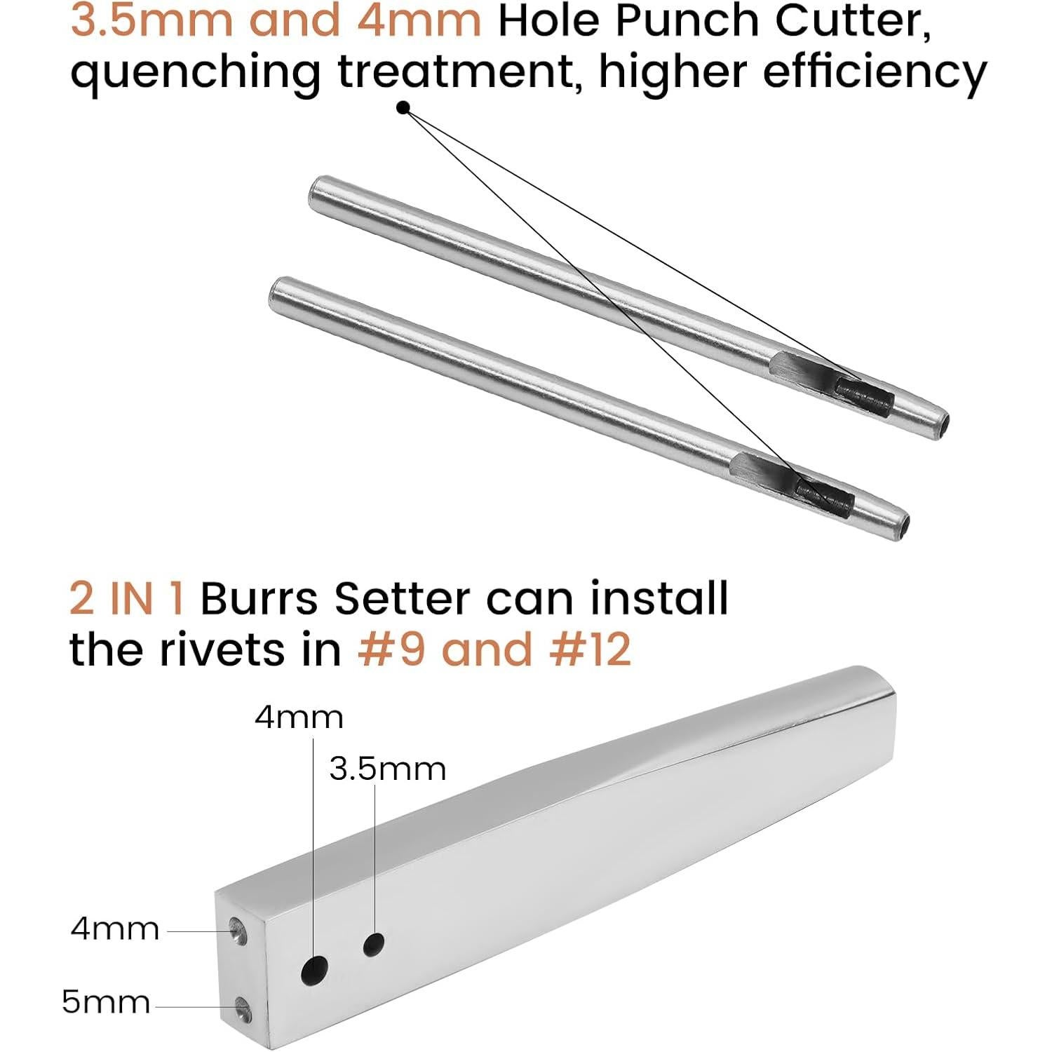 Kit de Remaches de Cobre JUNESunShine 116 Piezas para Cuero