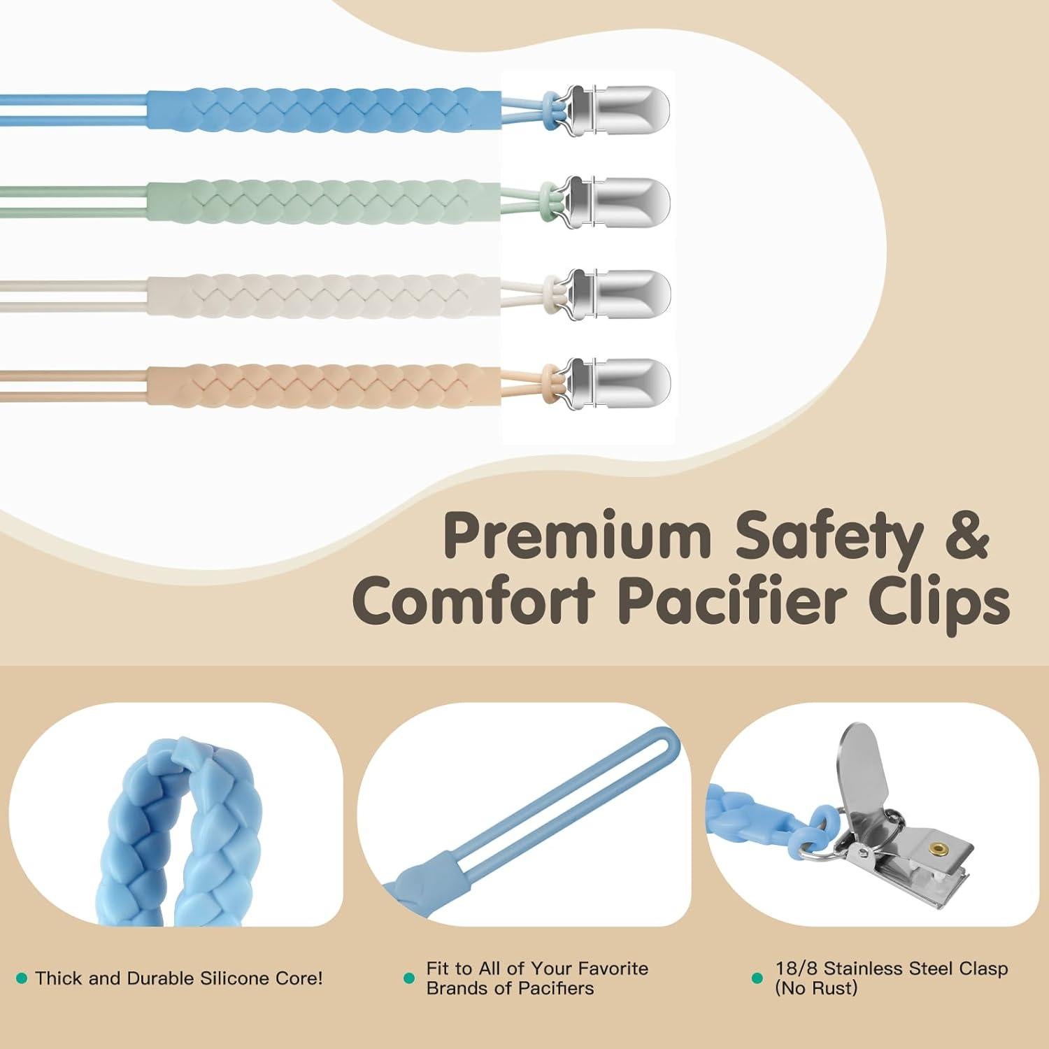 Clip de Chupete de Silicona Tender Babe - 6 Piezas, Seguro y Chic