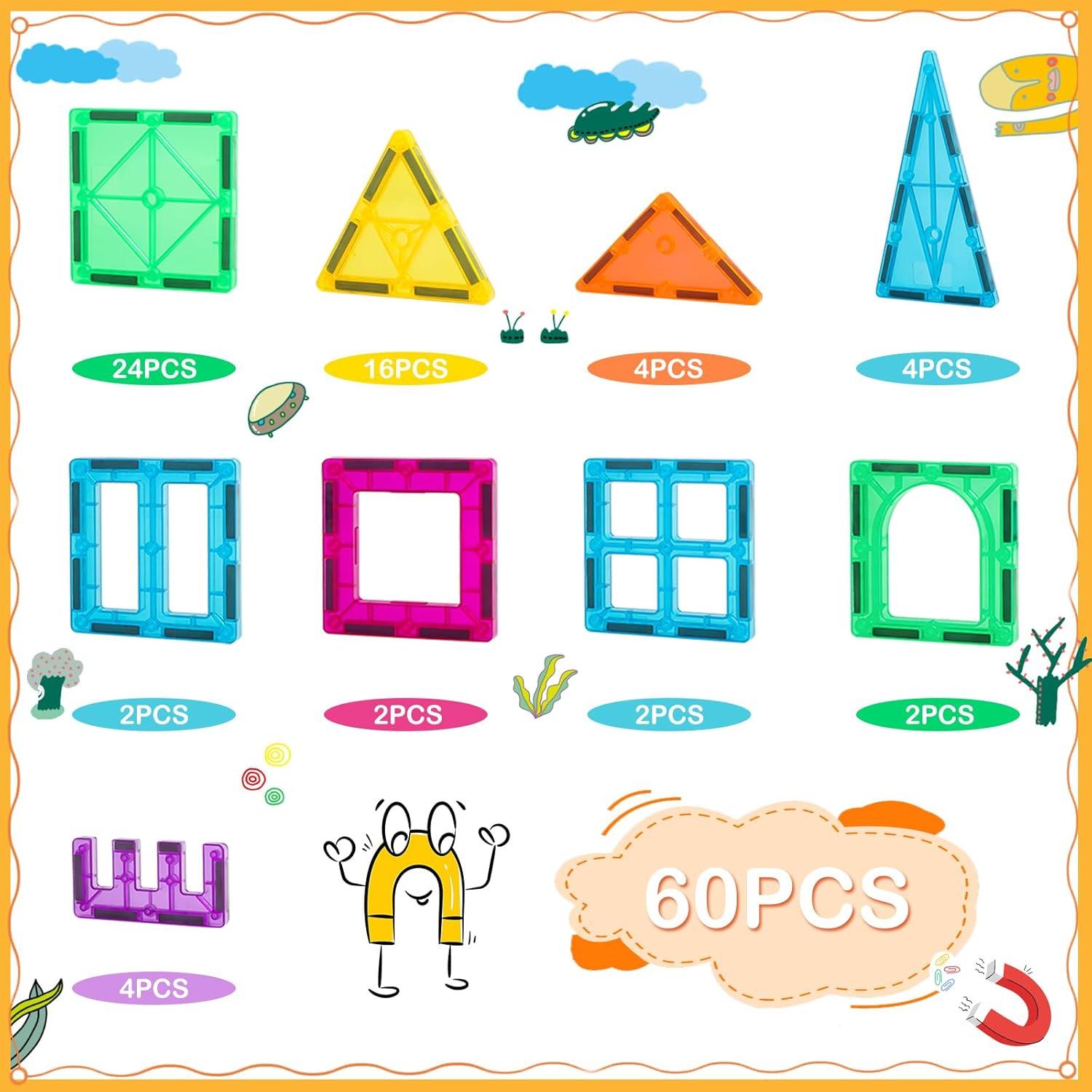 Azulejos Magnéticos CuteTiger 60PCS Juguetes STEM 3+ Años