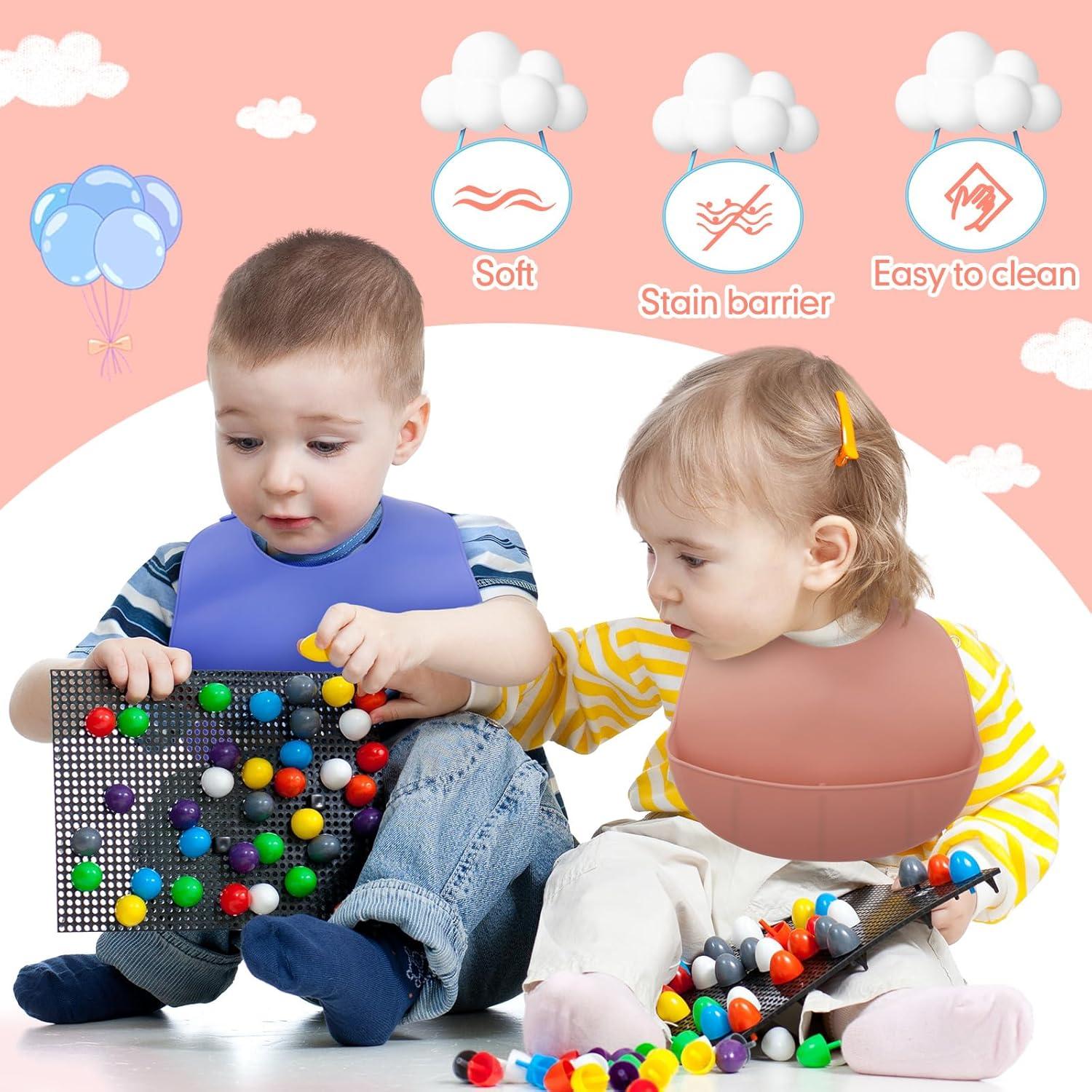 Baberos de Silicona Mepase Impermeables 6 Colores Ajustables