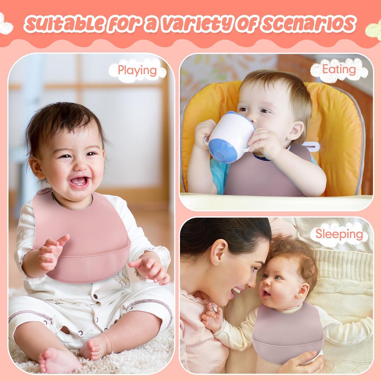 Baberos de Silicona Mepase Impermeables 6 Colores Ajustables